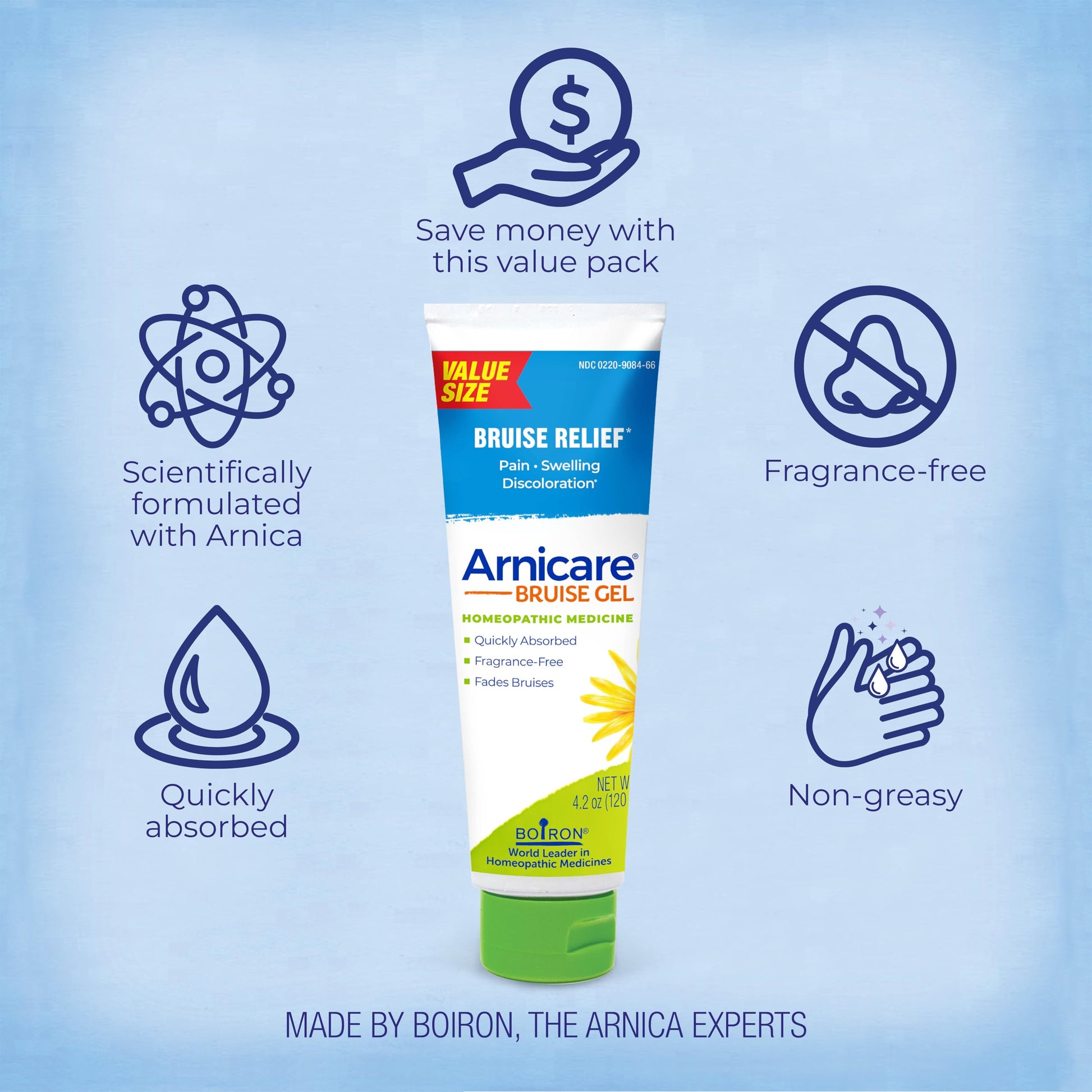 Boiron Arnicare Bruise Gel for Pain, Inflammation or Swelling, Soreness, and Discoloration - Non-greasy and Fragrance-Free - 4.2 oz Boiron uk supplements