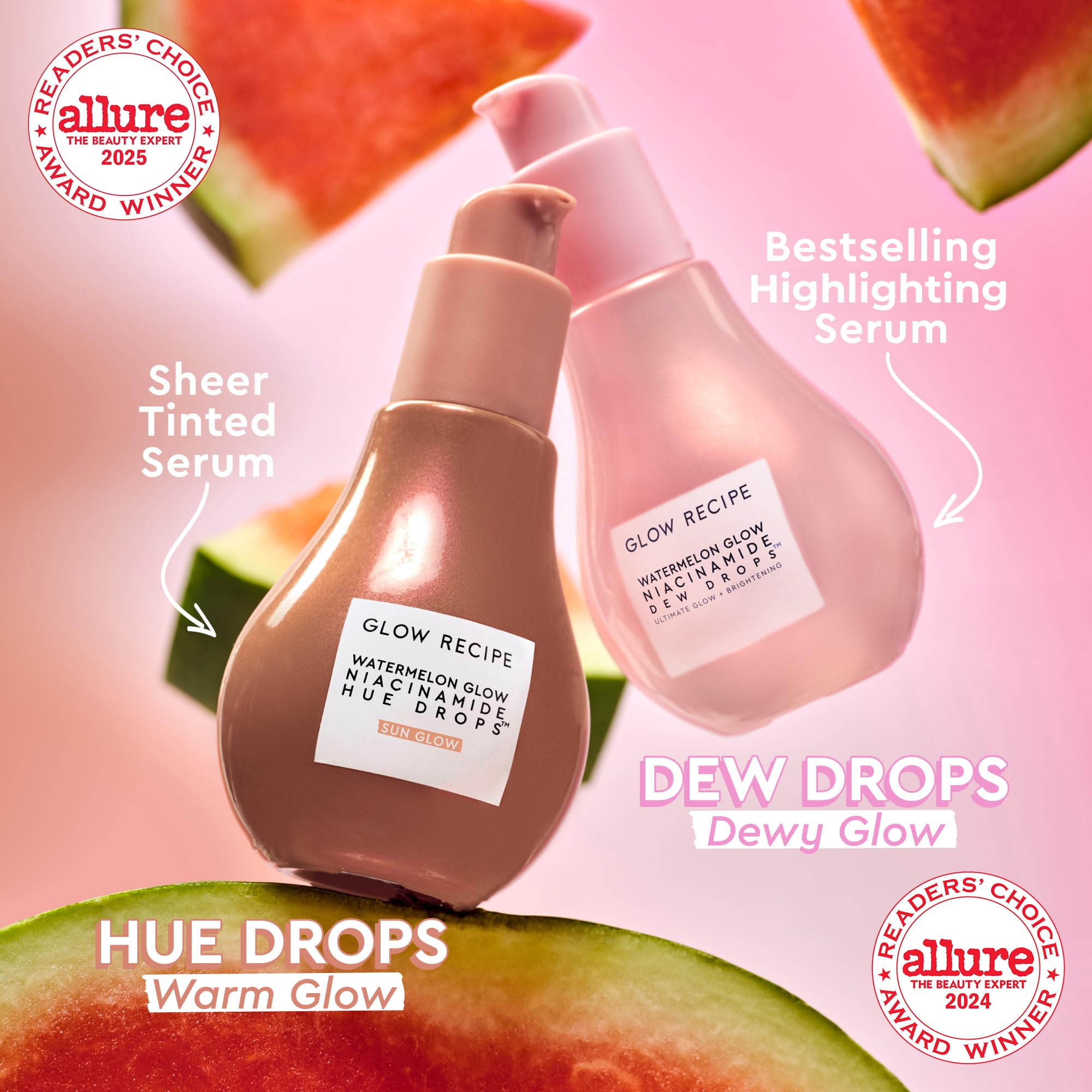 Glow Recipe Hue Drops Bronzing Drops, Tinted Face Serum, Glow Primer + Liquid Highlighter, Niacinamide + Hyaluronic Acid, Radiant Warm Glow, Sunglow (40ml) Glow Recipe uk supplements