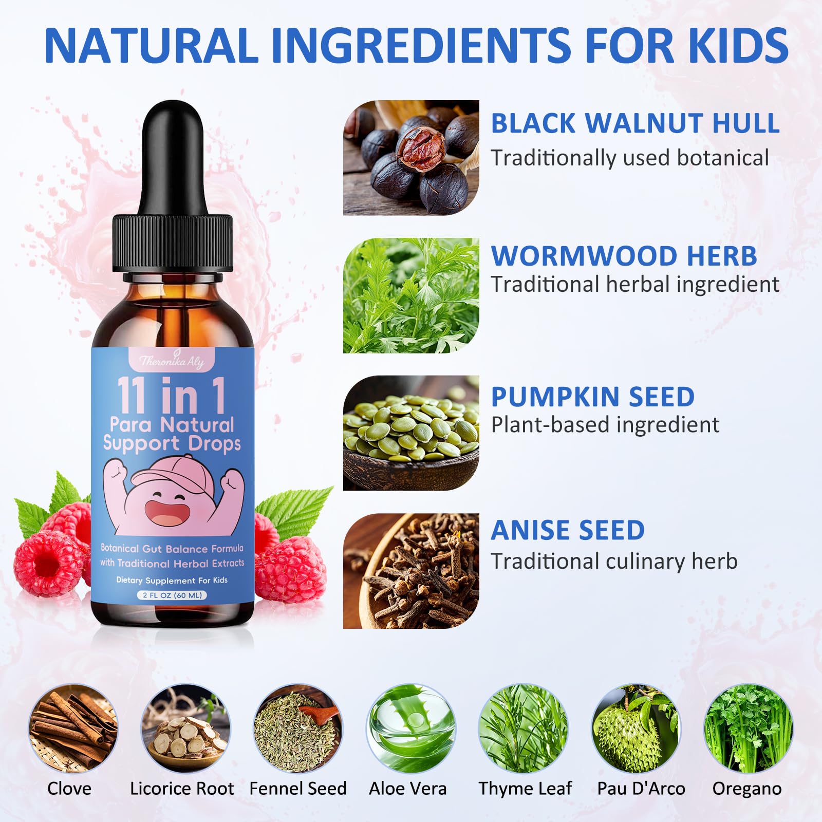 Theronika Aly Parasite Cleanse for Humans & Kids – Advanced Herbal Blend with Black Walnut, Wormwood, Clove, Digestive & Gut Balance Support, Alcohol-Free Liquid Drops, 30 Servings Theronika Aly uk supplements