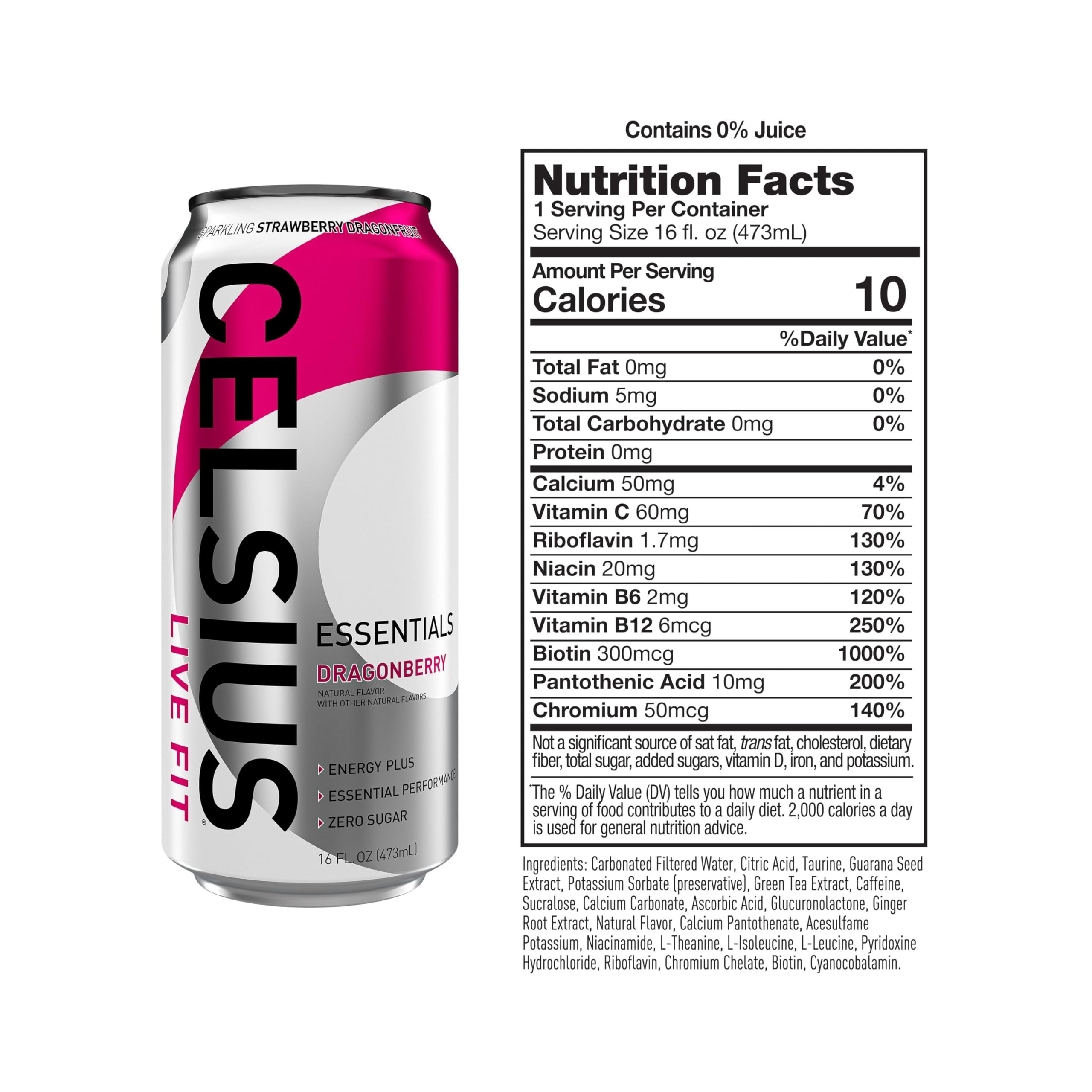 CELSIUS ESSENTIALS, Sparkling Dragonberry, Performance Energy Drink 16 Fl Oz CELSIUS uk supplements