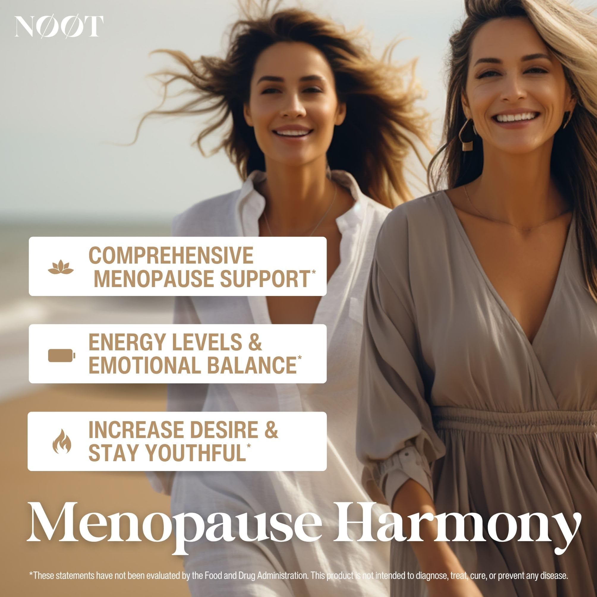 NOOT Menopause Harmony - Menopause Supplements for Women, Night Sweats & Hot Flash Relief, Hormone Balance for Women with Aguaje Fruit, Genistein and Vitex, Biohacking & Nootropics, 60 Capsules NØØT uk supplements