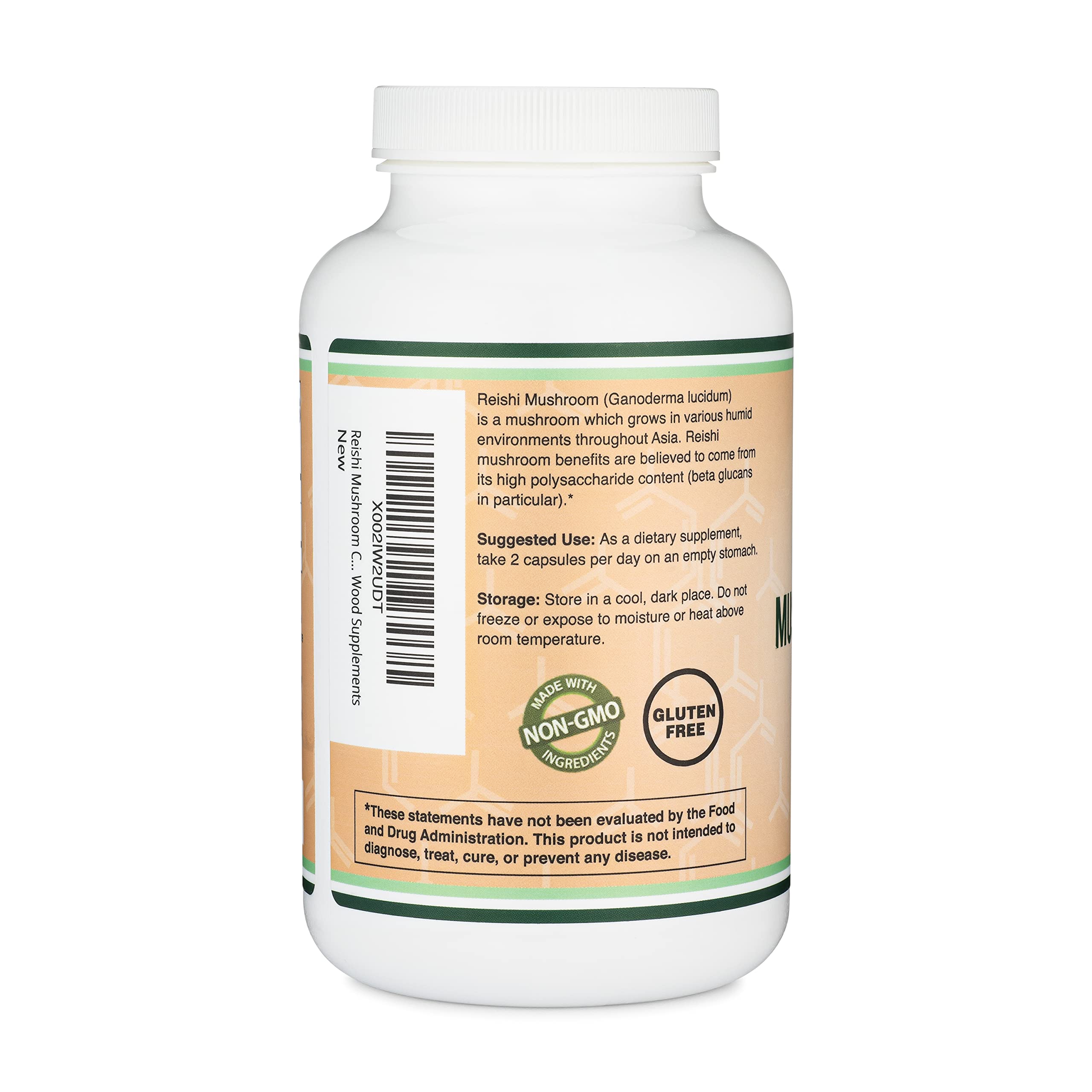 Reishi Mushroom Capsules (4:1 Ganoderma Extract, 1,000mg Red Reishi Powder Servings) Double Wood Supplements uk supplements