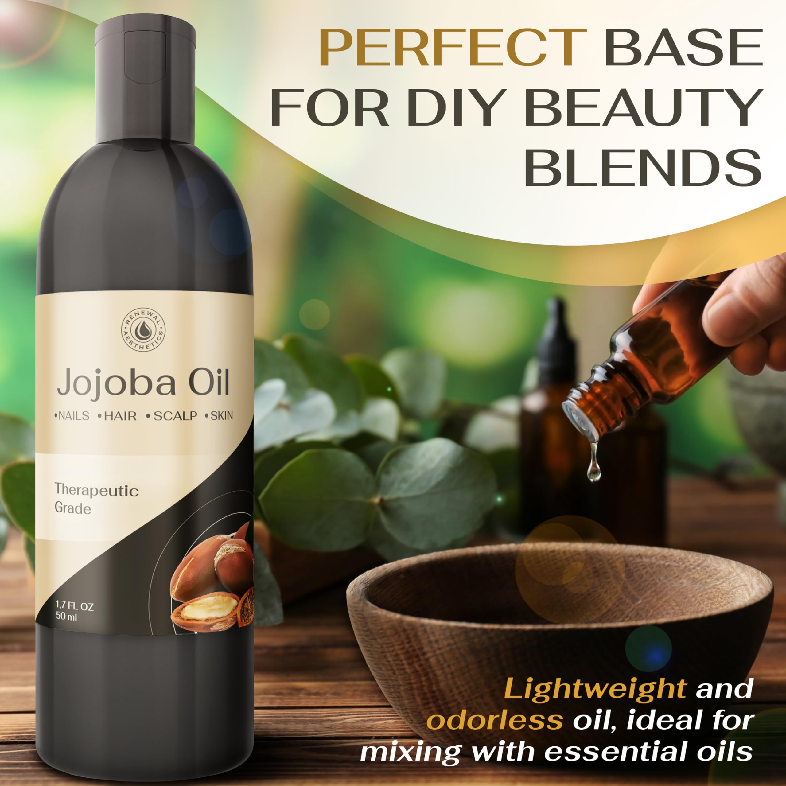 Sweet Oil - Hair and Skin Softener, Organic Natural Carrier Body Oil, Carrier Oil for Essential Oils - Massage Oil Renewal Aesthetics uk supplements