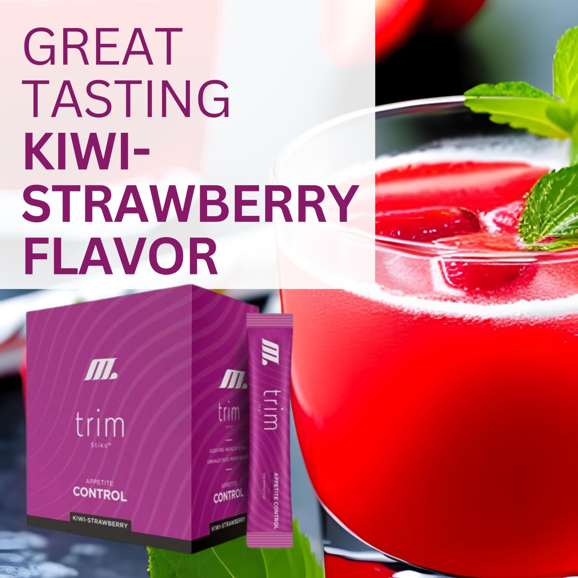 TRIM Stik, Appetite Control, Delicious Kiwi Strawberry beverage, low-calorie, 30 ct Youngevity uk supplements