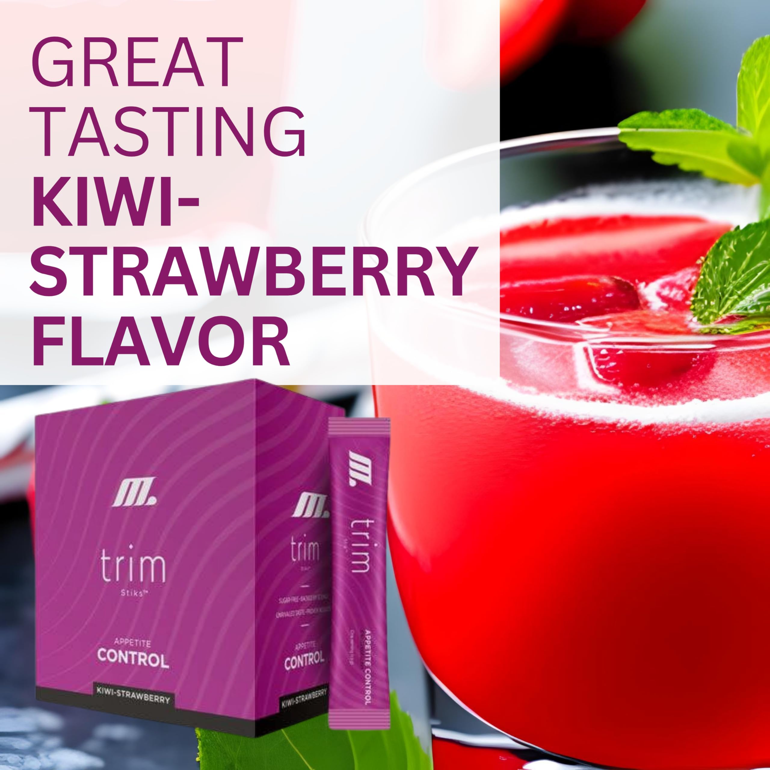TRIM Stik, Appetite Control, Delicious Kiwi Strawberry beverage, low-calorie, 30 ct Youngevity uk supplements