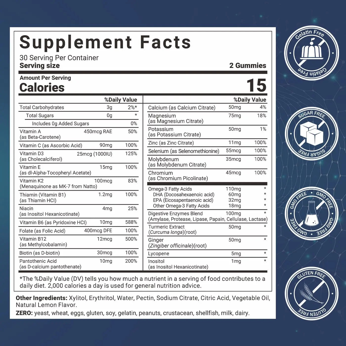 Mens Multivitamins Gummies with Vitamins A C D K E, B Complex, Omega-3, Digestive Enzymes, Lycopene, Calcium, Magnesium, Zinc Wiszeen uk supplements