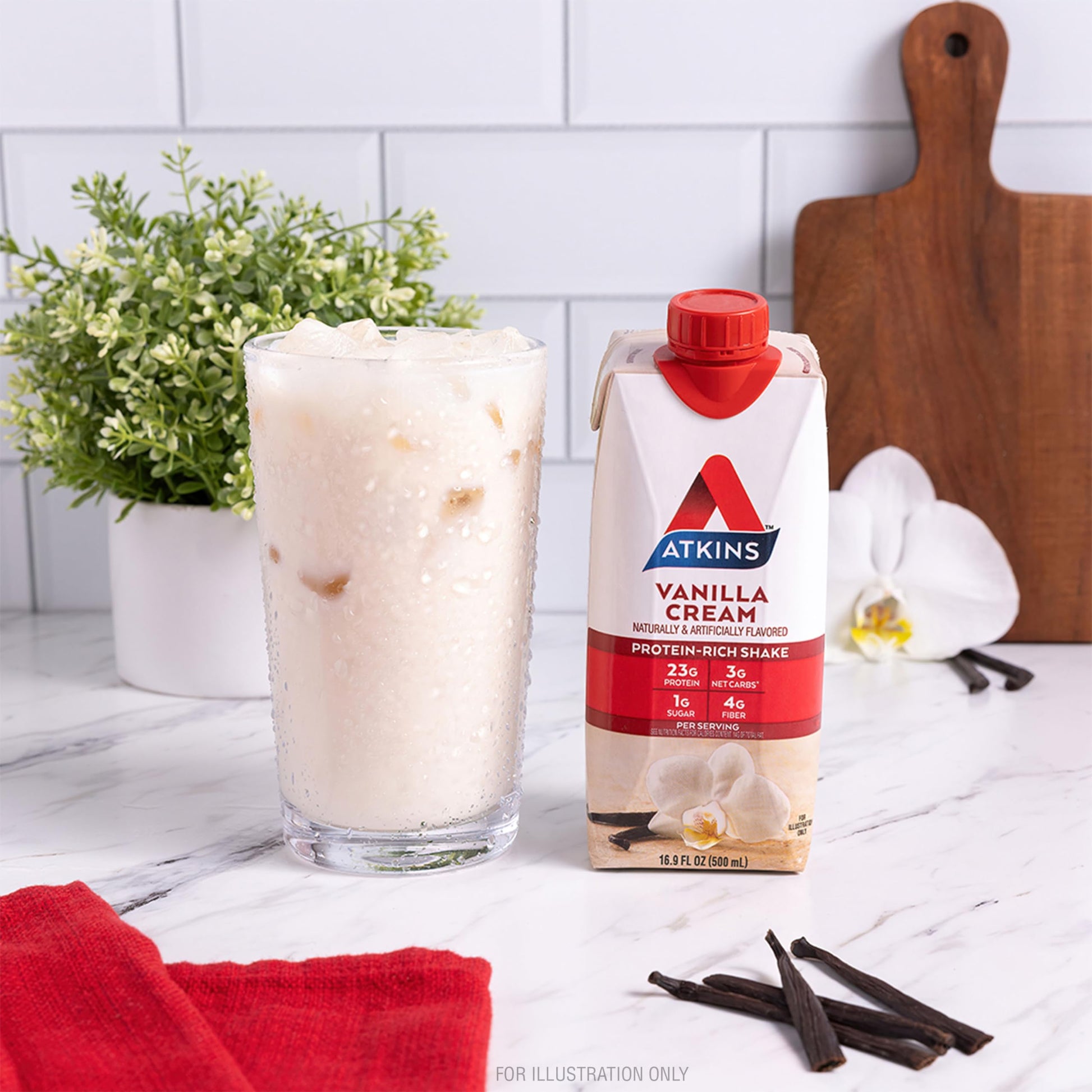 Atkins Vanilla Cream Meal Size Protein Shake, 23g Protein, Low Glycemic, 3g Carb Atkins uk supplements