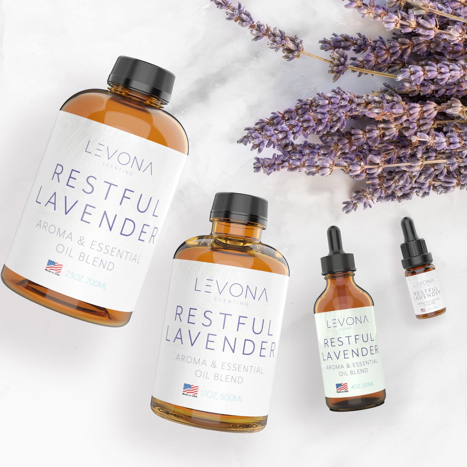 Levona Scents Pure Essential Oils for Diffusers for Home Luxury Scents - Restful Lavender Essential Oil LEVONA SCENT uk supplements