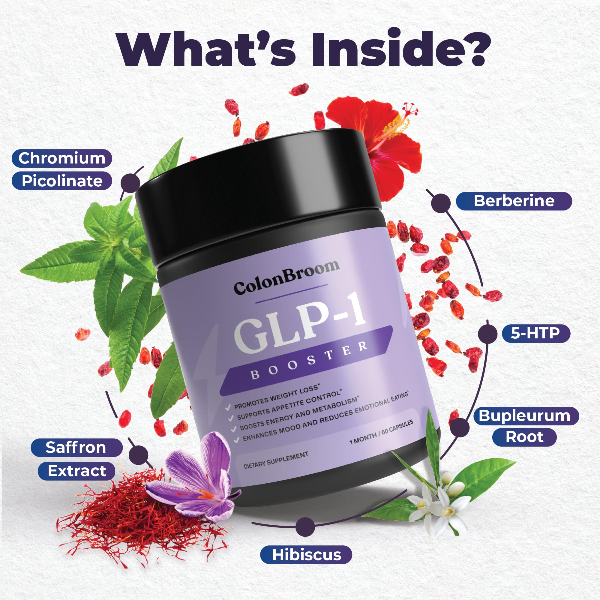 ColonBroom GLP-1 Weight Management Supplement for Women & Men - GLP1 Supports Gut Health, Metabolic Wellness & Appetite Regulation - Vegan, Gluten-Free Diet Capsules | 60 Count ColonBroom uk supplements