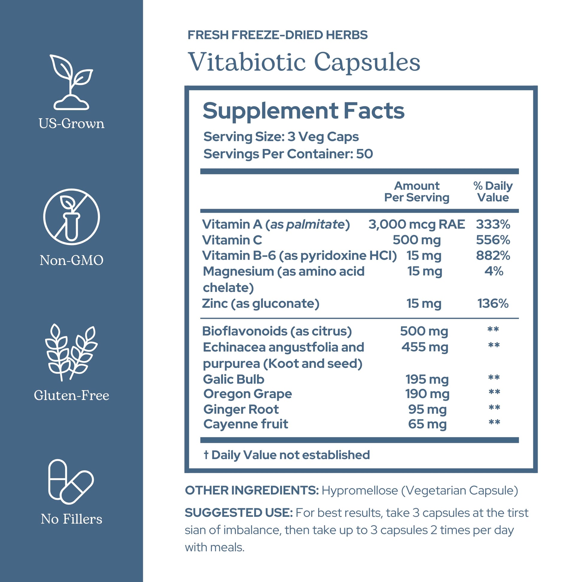 Eclectic Herb - Vitabiotic Capsules | Immune Support | Natural Herbal Multivitamin Supplement | Freeze Dried, Organic, Non-GMO, Vegan, Whole Herb (150 CT | 750 mg) ECLECTIC INSTITUTE uk supplements