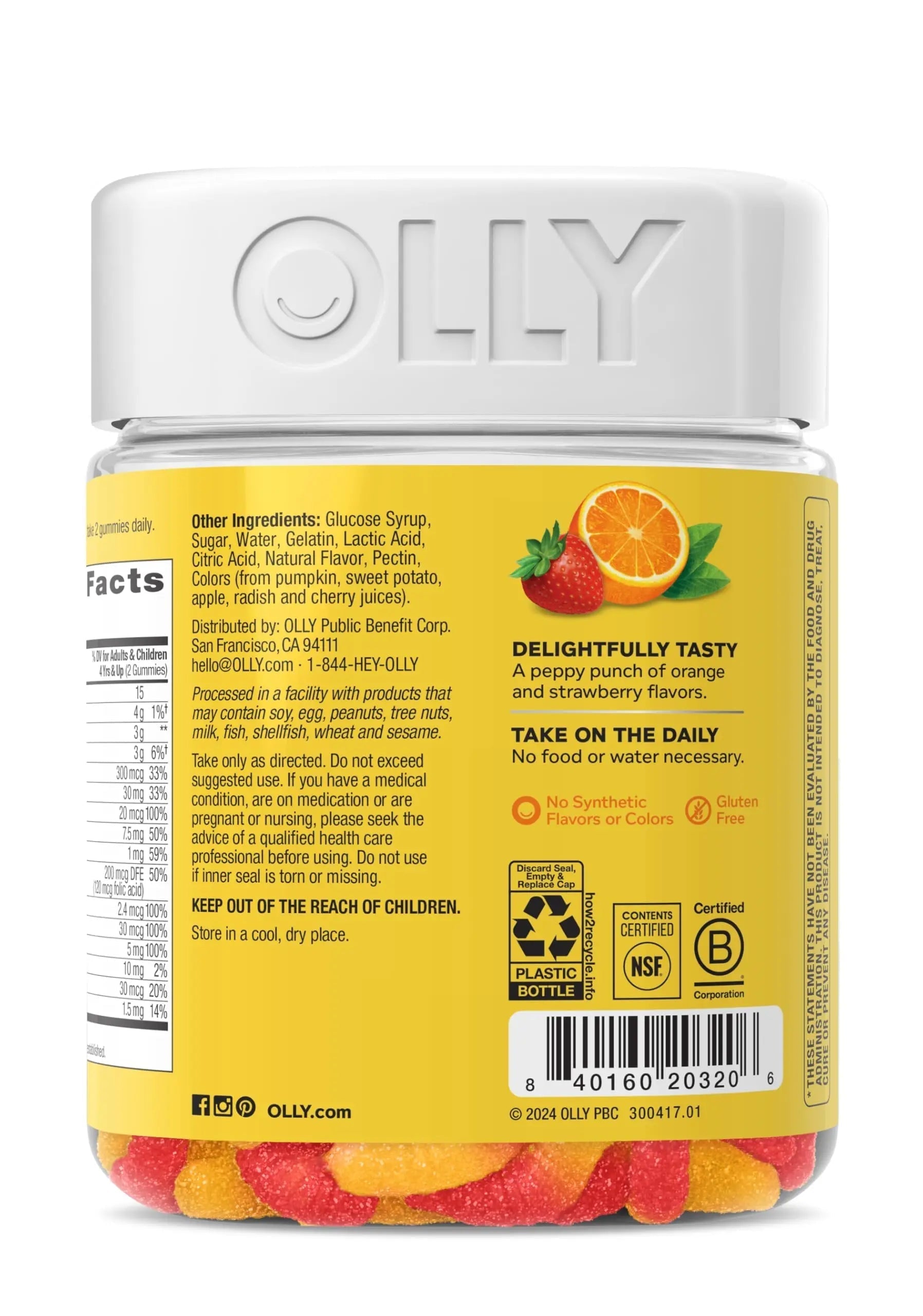 OLLY Kids Multivitamin Gummy Worms, Overall Health and Immune Support, Vitamins and Minerals A, C, D, E, Bs and Zinc OLLY uk supplements