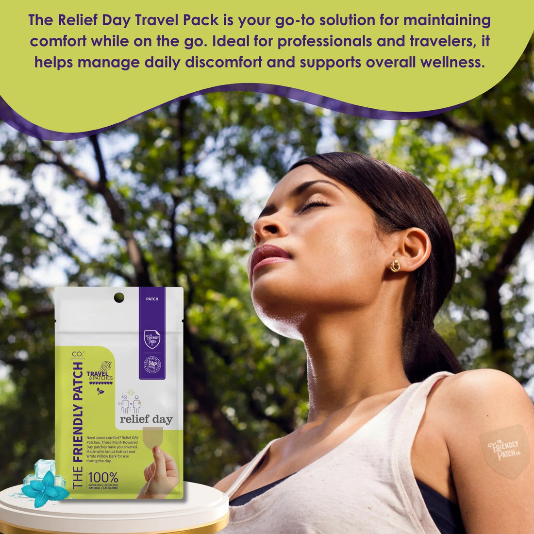Relief Day Patch - Arnica, White Willow Bark, Saffron & Peppermint for Soreness and discomfort for Women and Men The Friendly Patch CO. uk supplements