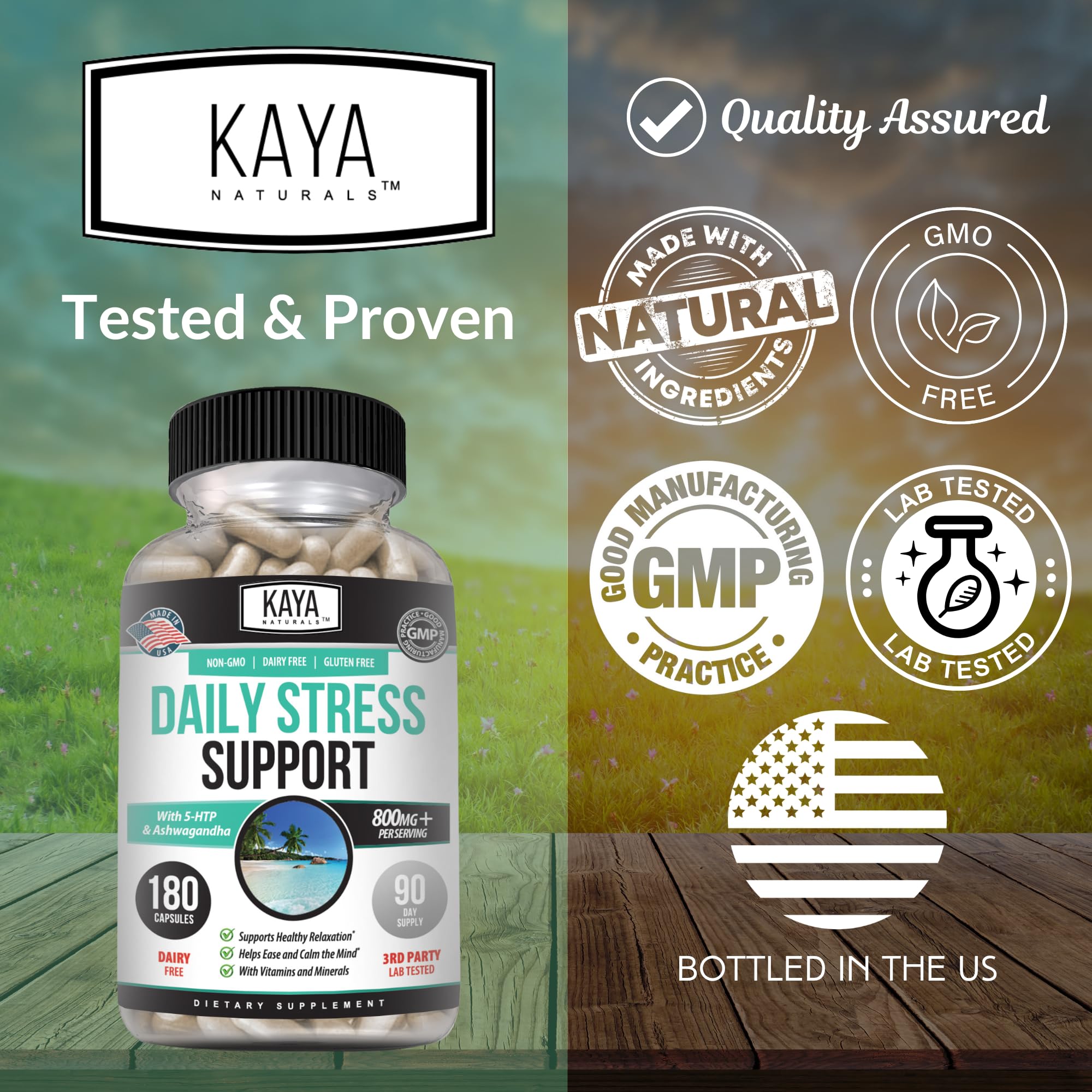 Kaya Naturals - Natural Herbal Support Vitamin Supplement are Designed to Help You find Balance and Relaxation in Your Daily Routine - Vitamin Supplement - 180 Capsules Kaya Naturals uk supplements