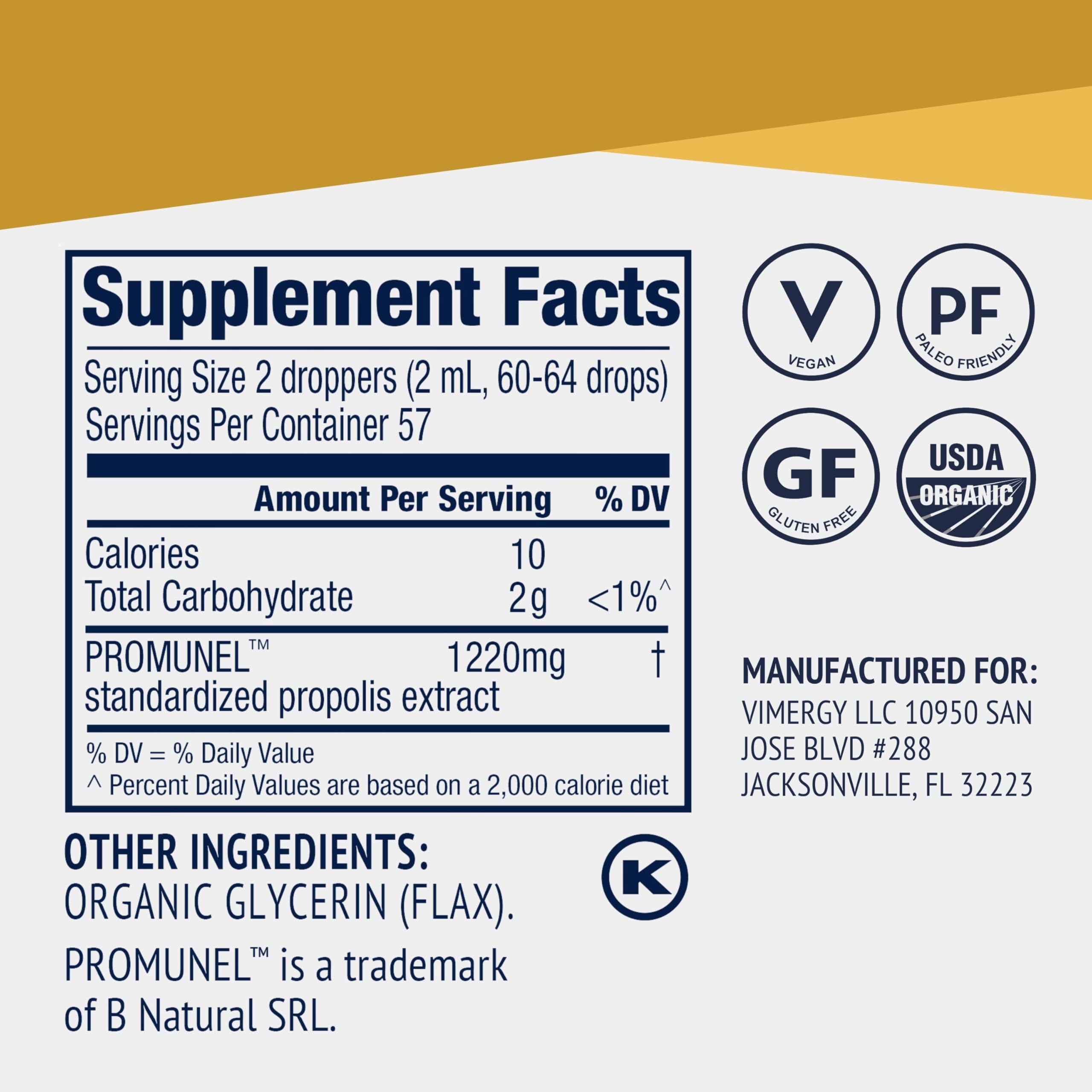Vimergy PropolisPure® – Supports Immune and Respiratory Health* – Benefits Oral Health* – USDA Certified Organic, Kosher, Paleo-Friendly, Gluten-Free – 115 mL (57 Servings) Vimergy uk supplements