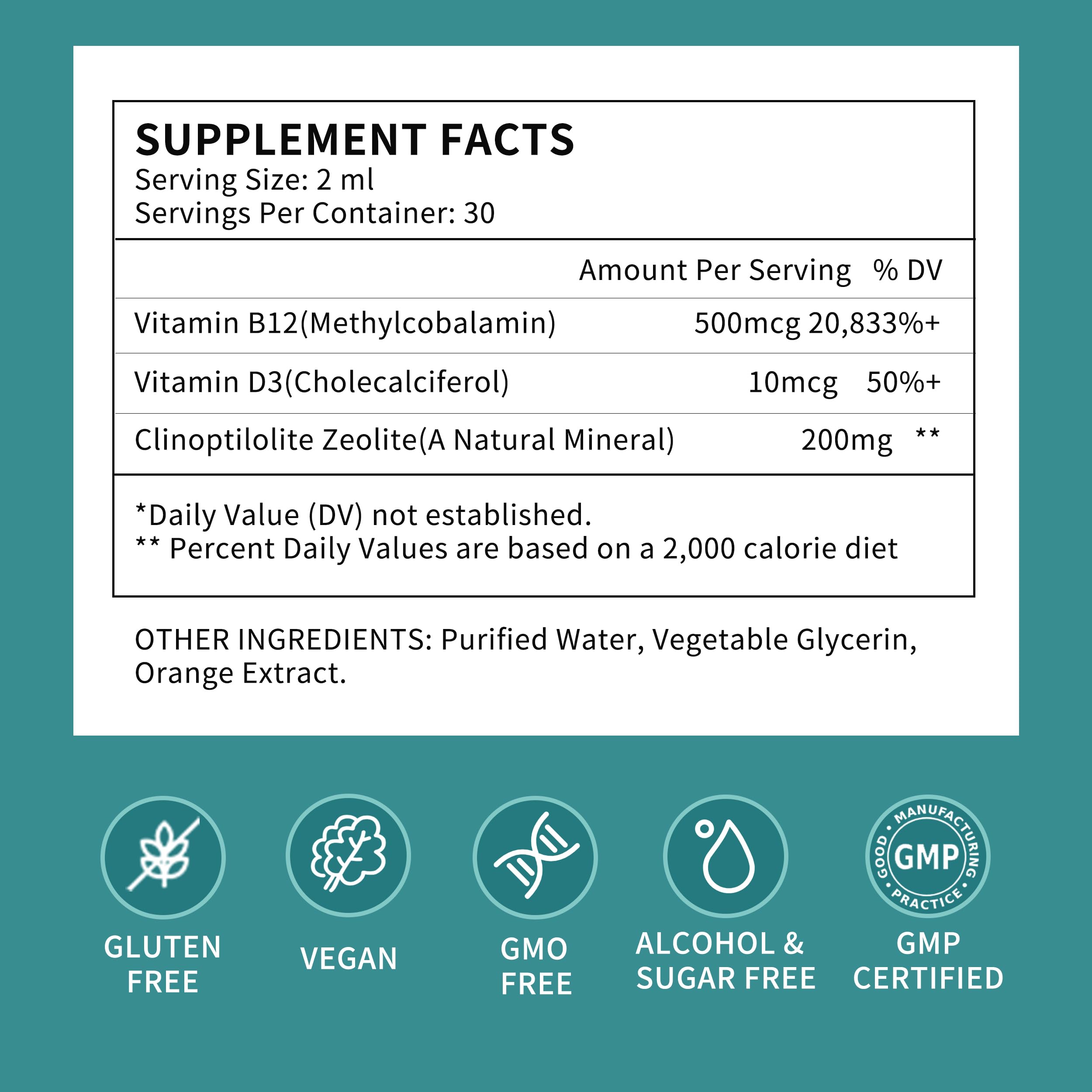 Zeolite Drops for Women,Adults and Kids- Clinoptilolite Zeolite Liquid Drops with Vitamin B12 & D3 - Heavy Metal Support, Immune Health, Natural Metabolism, Energy & Clear Skin - 30 Day Vegan Supply Herbance uk supplements