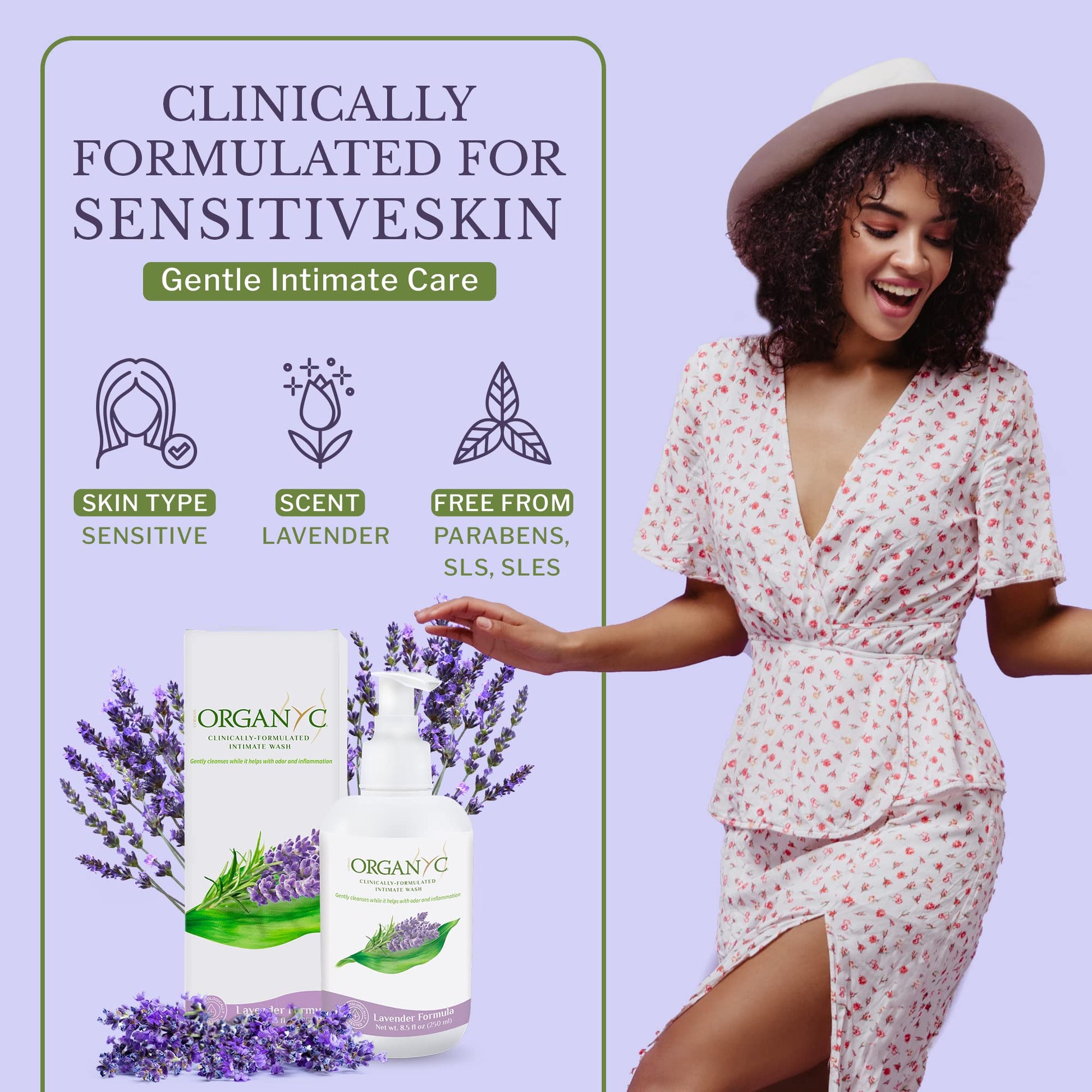 Organic Intimate Wash with Lavender Essential Oils & Flower Extracts, Gentle Cleansing Feminine Organyc uk supplements
