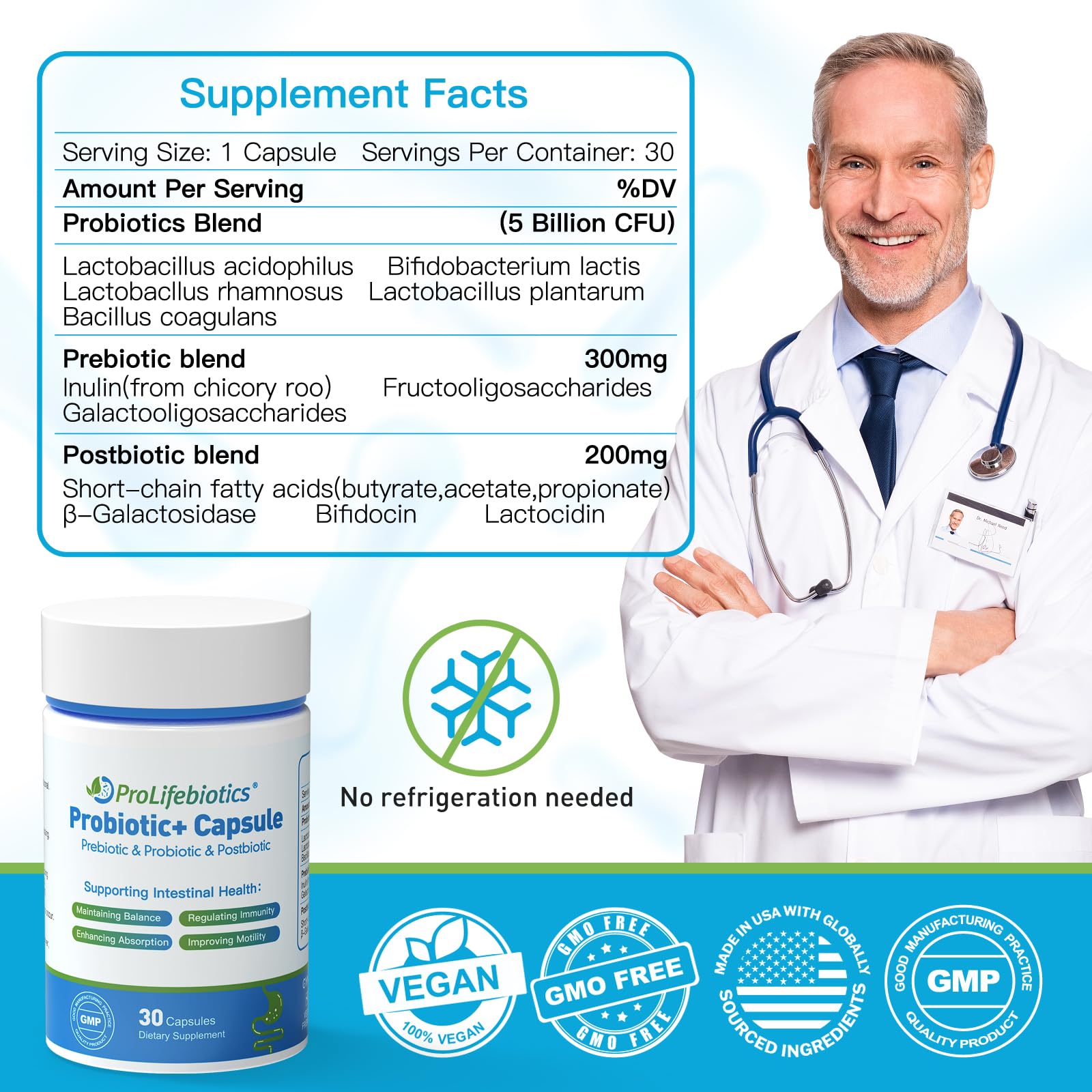 3-in-1 Probiotics for Gut and Digestive Health,Immune Support,Supplements Supporting Occasional Constipation,Diarrhea,Gas,Bloating,Delayed-Released Designed to Thrive, 30 Vegan Capsules PROLIFEBIOTICS uk supplements
