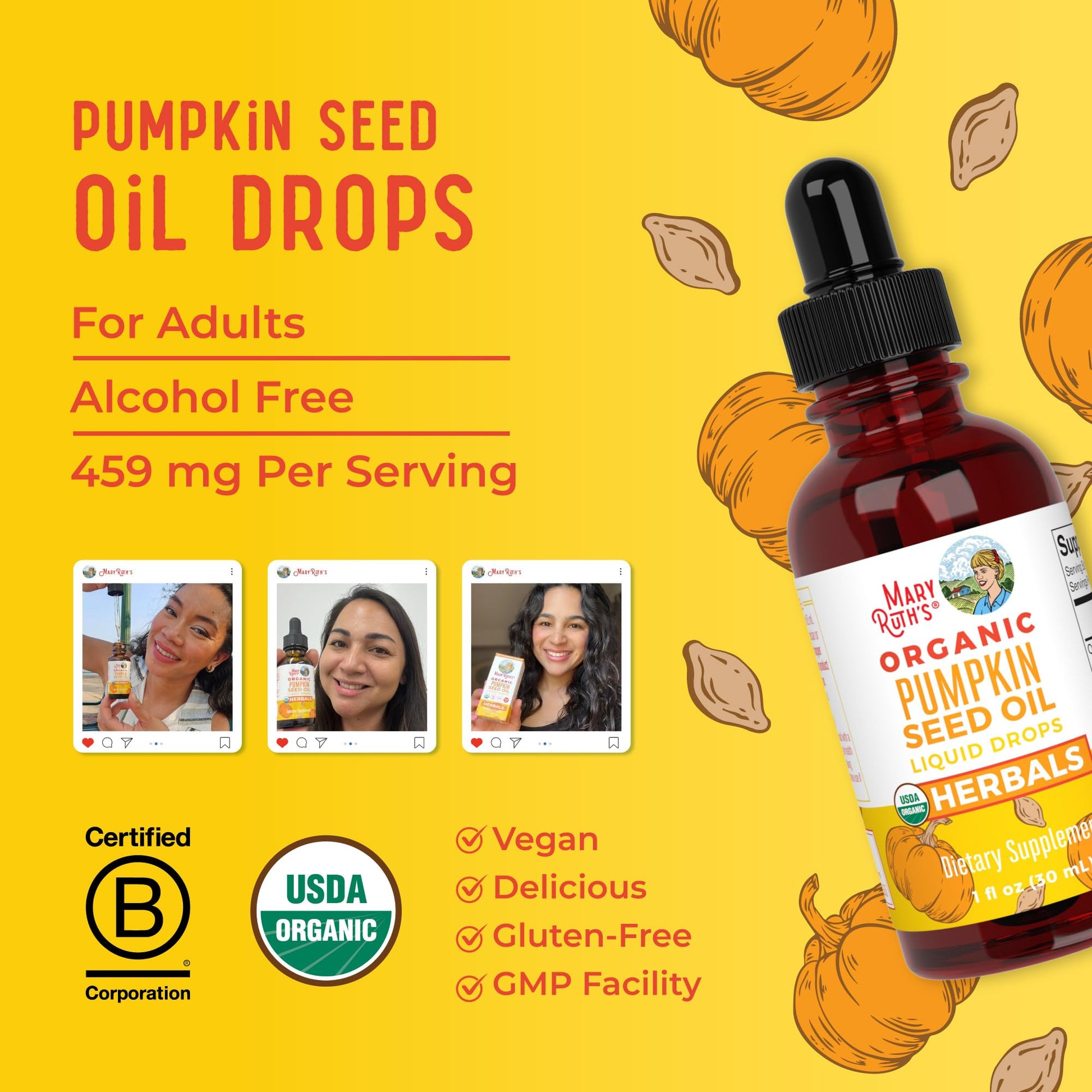 MaryRuth Organics Pumpkin Seed Oil Cold Pressed | 2 Month Supply | USDA Organic Pumpkin Seed Liquid Drops for Men and Women | Urinary Health in Men | Sugar Free | Vegan | Non-GMO | 60 Servings MARYRUTH'S uk supplements