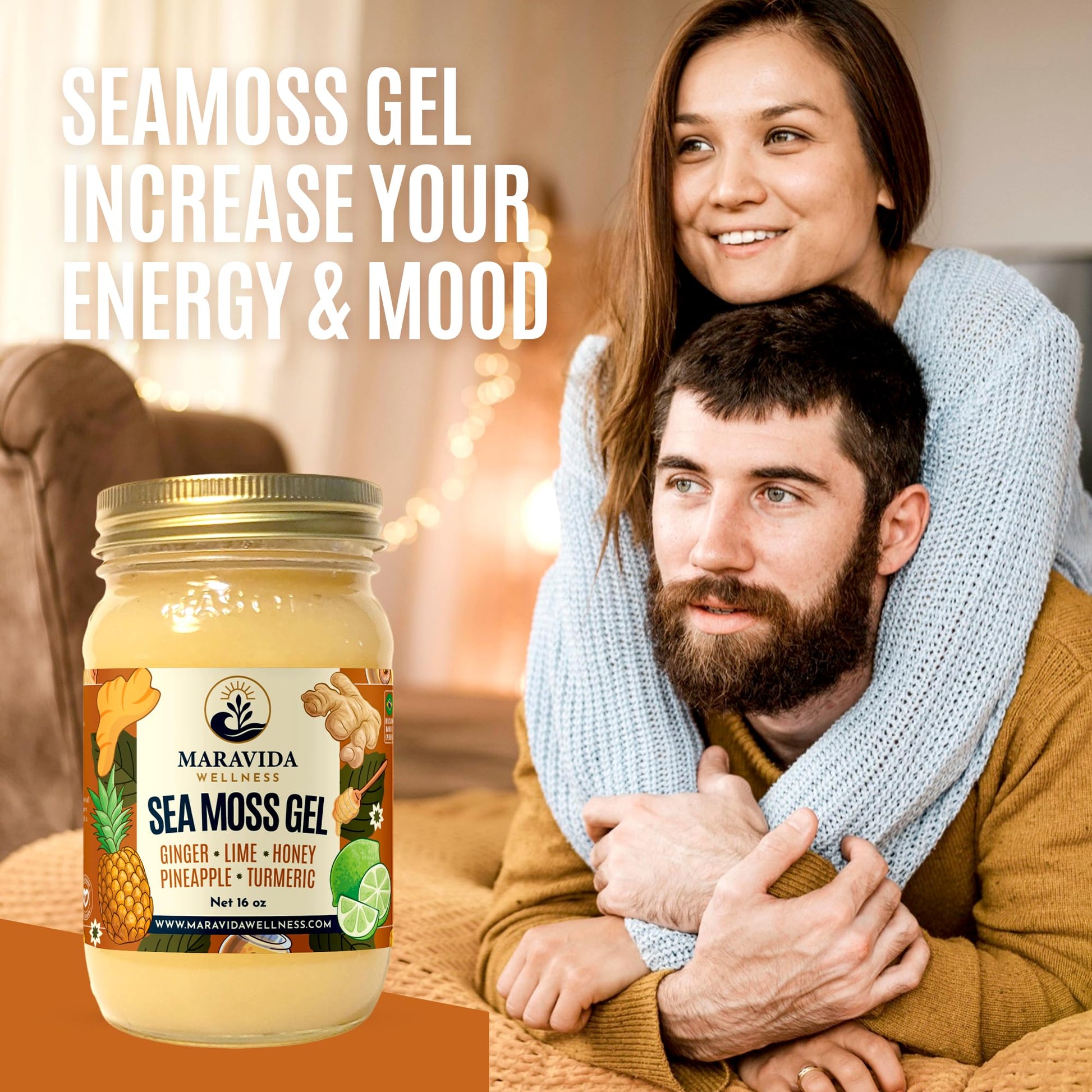 Maravida Wellness Sea Moss Gel – Pineapple, Lime, Honey, Ginger & Turmeric – 100% Natural Raw Organic Irish Moss – 16oz Jar – Premium Superfood for Everyday Wellness Maravida Wellness uk supplements