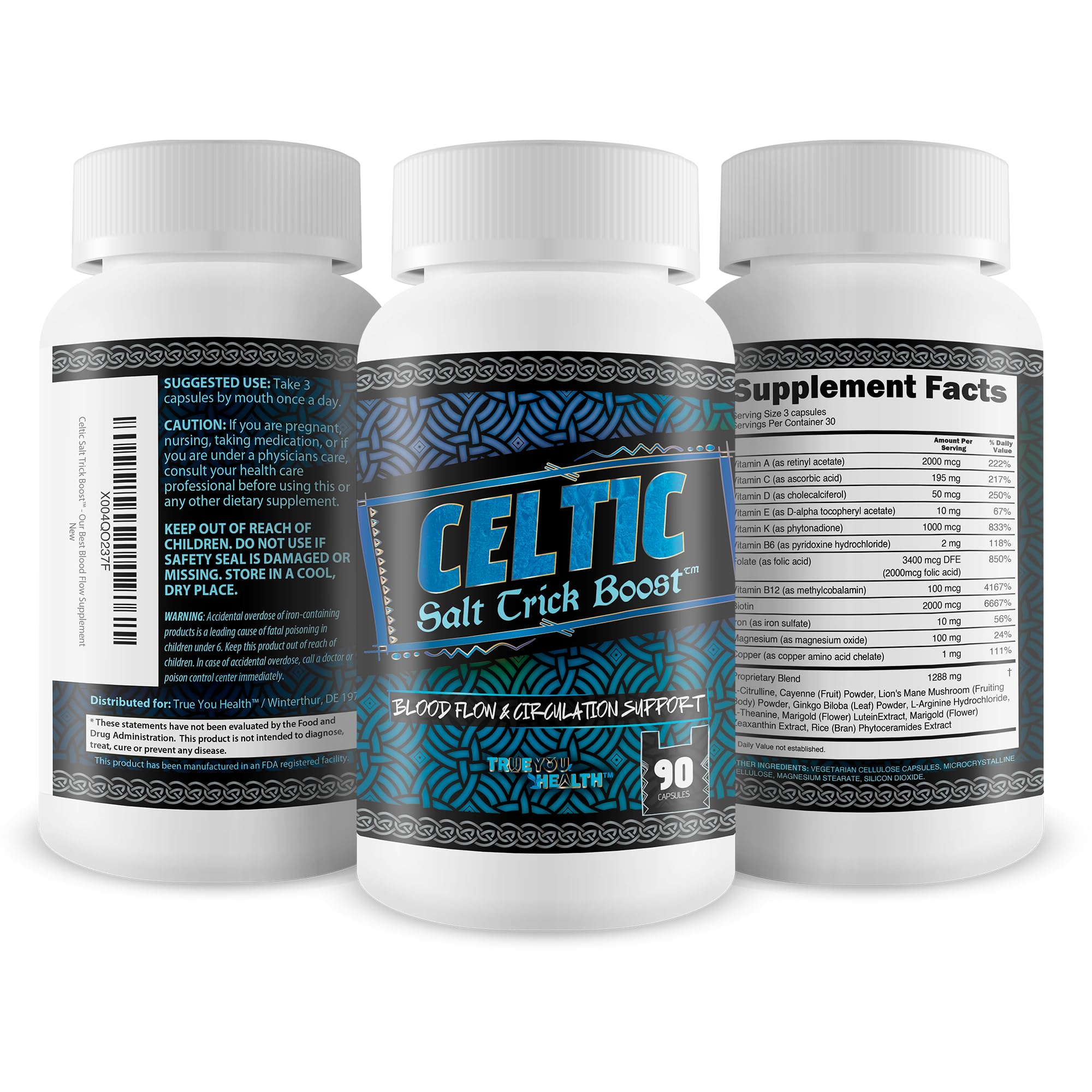 Celtic Salt Trick Boost for Blood Flow - Improved Formula - Our Best Blood Circulation Supplements for Men - Increase Blood Flow Care Blood Circulation Pills - Advanced Blood Flow Support True You Health uk supplements