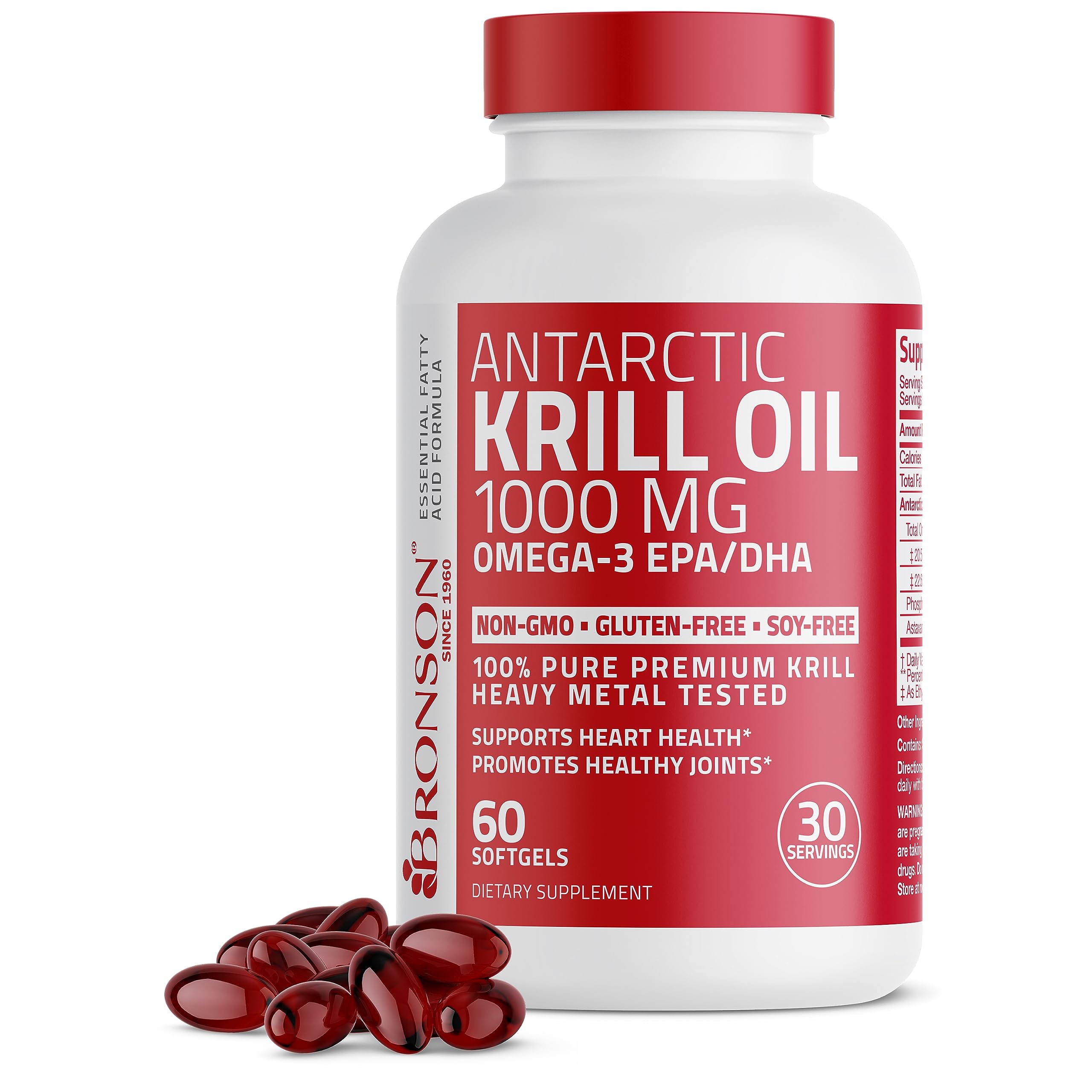 Bronson Antarctic Krill Oil 1000 mg with Omega-3s EPA, DHA, Astaxanthin Bronson uk supplements