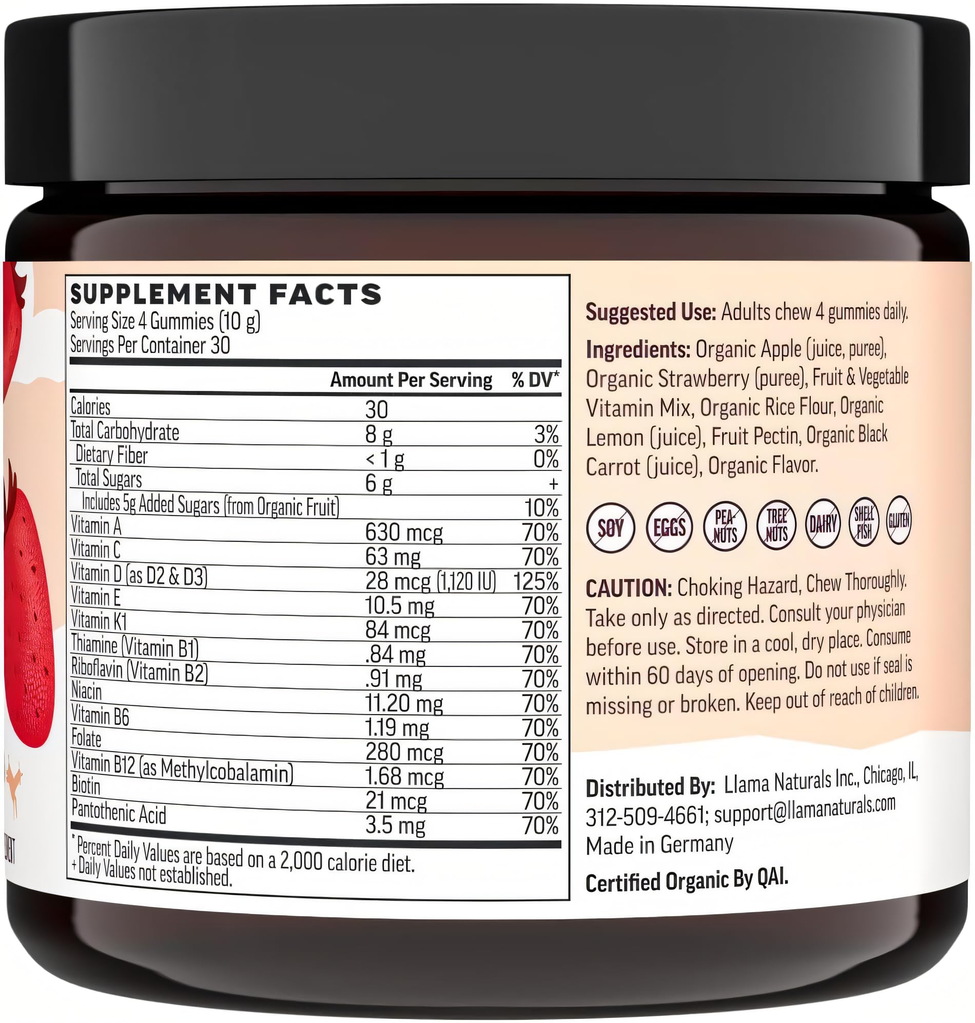 Llama Naturals Multivitamin for Women, Vegan, Organic Gummies with Vitamin D, C and K, Women's Real Fruit Gummy Vitamins Llama Naturals uk supplements