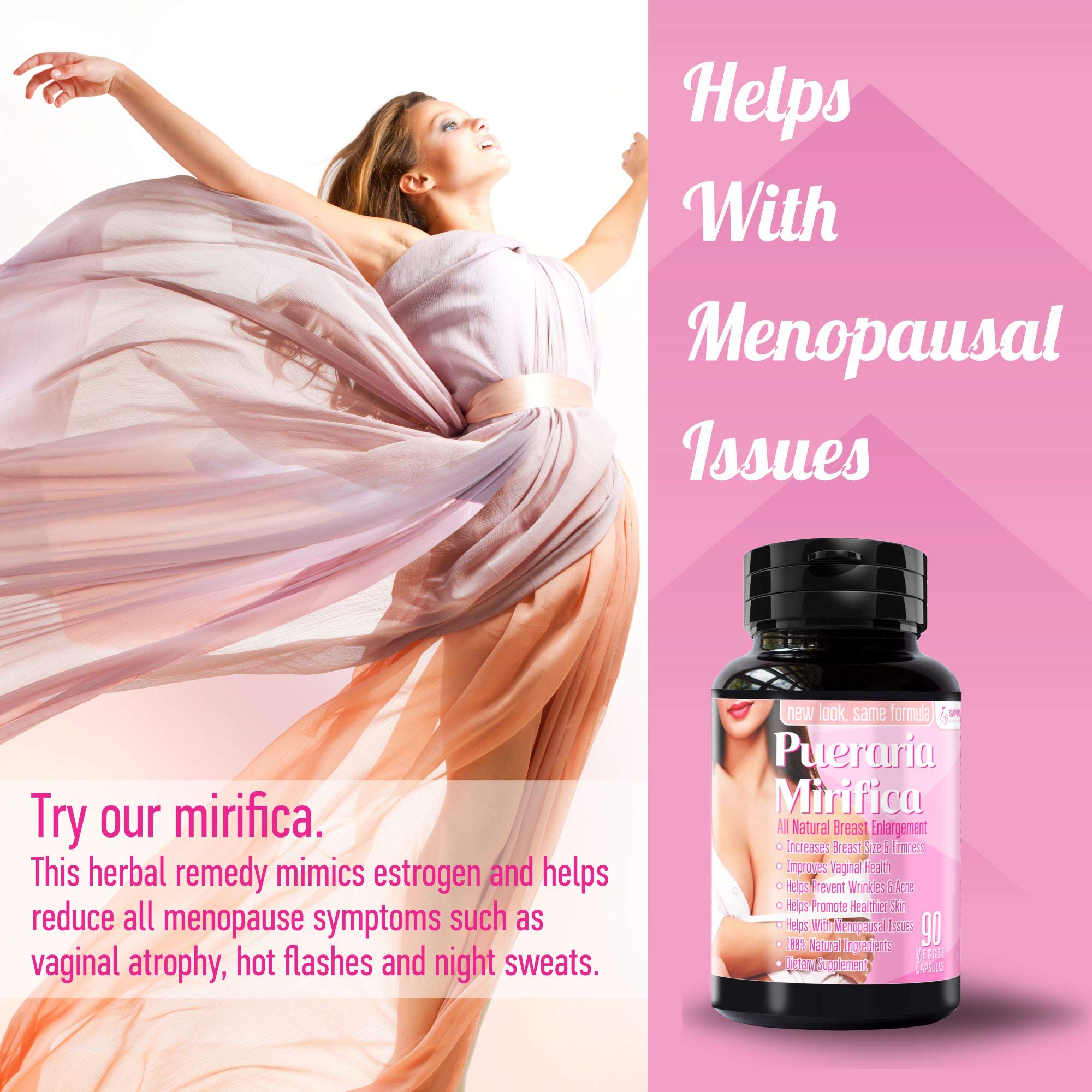 Pueraria Mirifica Capsules 2000mg Daily - Breast Enhancement Pills and Estrogen Supplement for Women and Men, Breast Enlargement Pills for Women and Transgender - Breast Growth Breast Enhancer Sapir's Nutrition uk supplements