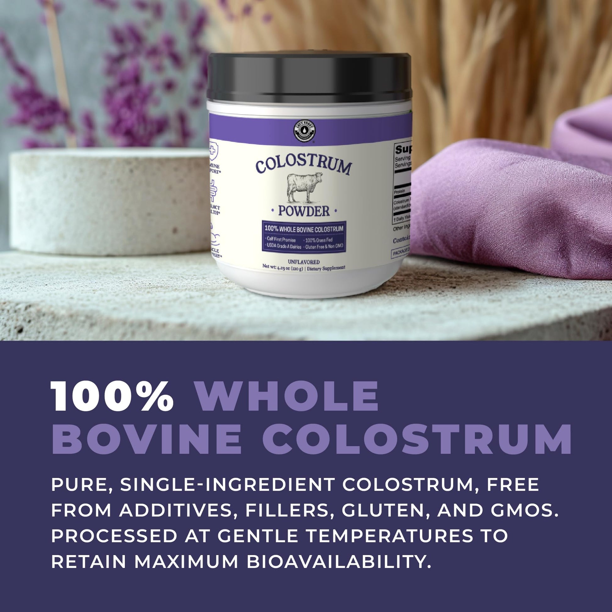 Colostrum Powder – USA Sourced Bovine Colostrum for Humans for Immune Support, Gut Health, Muscle Recovery - Single Ingredient, No Additives, Grass Fed, Non-GMO Colostrum Supplement for Women and Men Left Coast Performance uk supplements