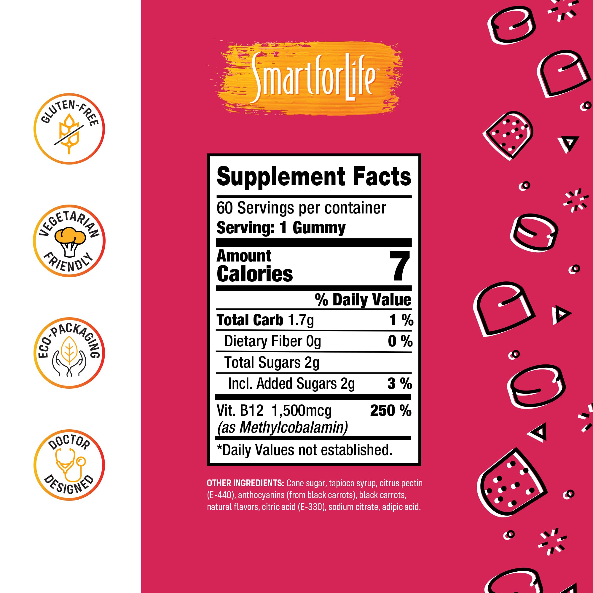 B12 Gummy Vitamins - 1500 mcg Vitamin B12 Gummies for Adults and Kids - Helps with Energy, Metabolism, Bone Nervous System Support Smart for Life uk supplements