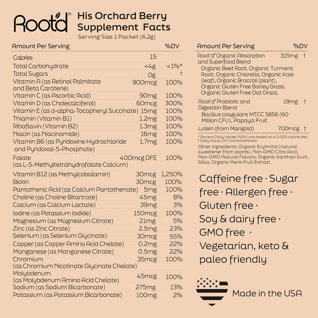 Root'd Multivitamin Powder with 3X Electrolytes for Men - 24 Vitamins & Minerals, 3X Electrolytes, 9 Organic Superfoods, Probiotics & Enzymes Root'd uk supplements