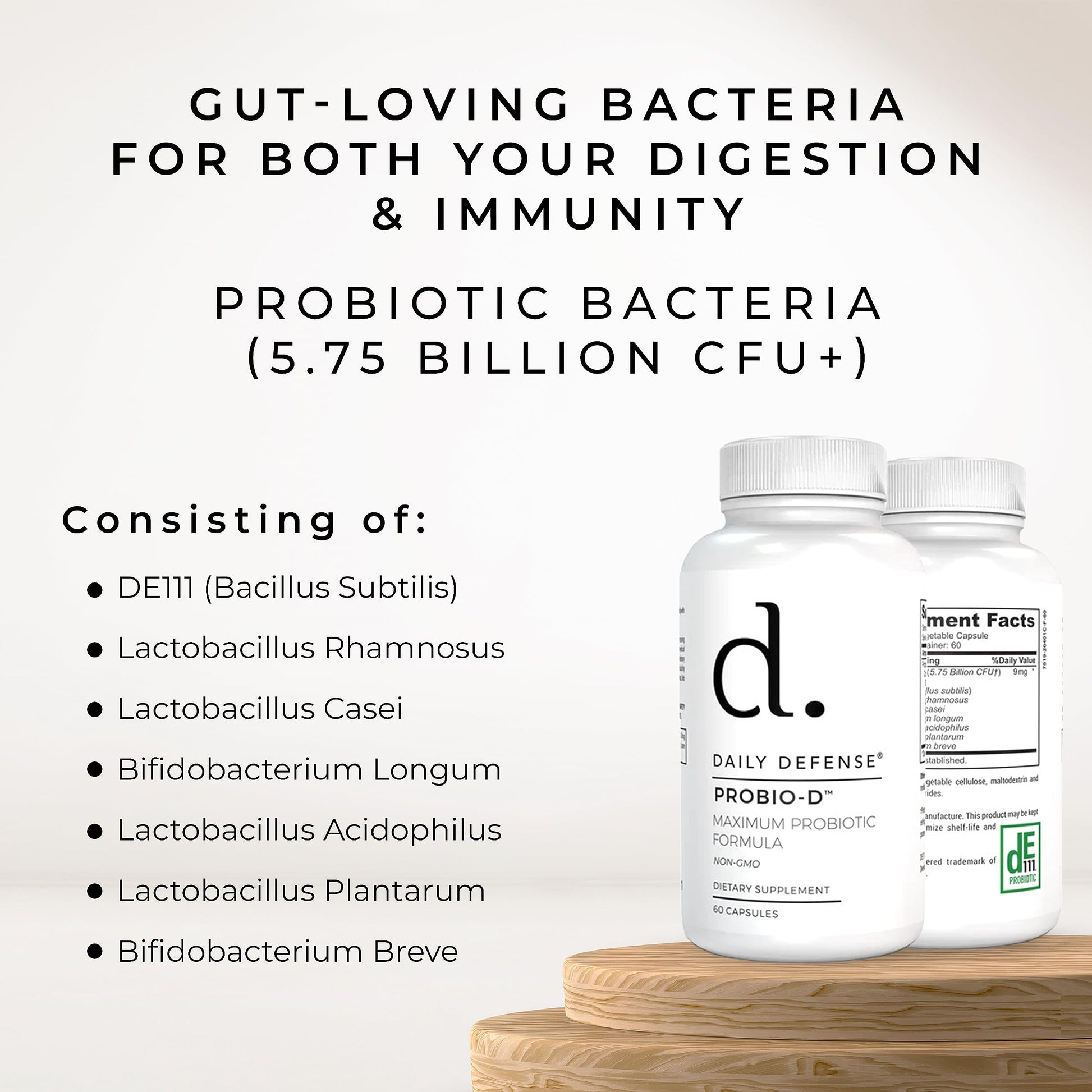 Daily Defense Probiotic Immune Support Supplement - Daily Probiotics for Men with Constipation & Gas - Digestion and Bloating Supplement & Probiotics for Women - 60 Capsules, PROBIO-D Daily Defense uk supplements