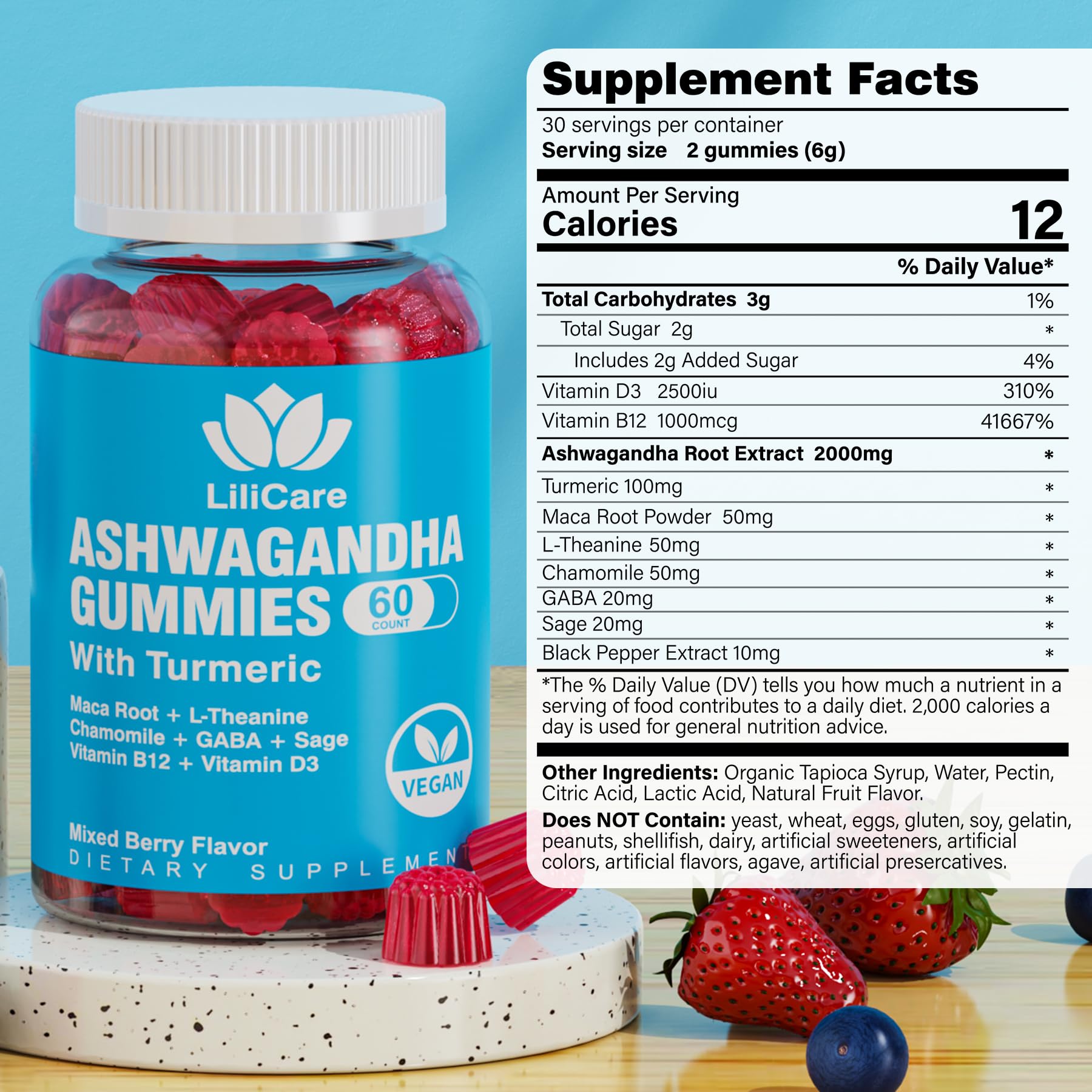 EnvyDeal 2 Pack Ashwagandha Gummies for Immune Support, 2000mg Organic Ashwa EnvyDeal uk supplements