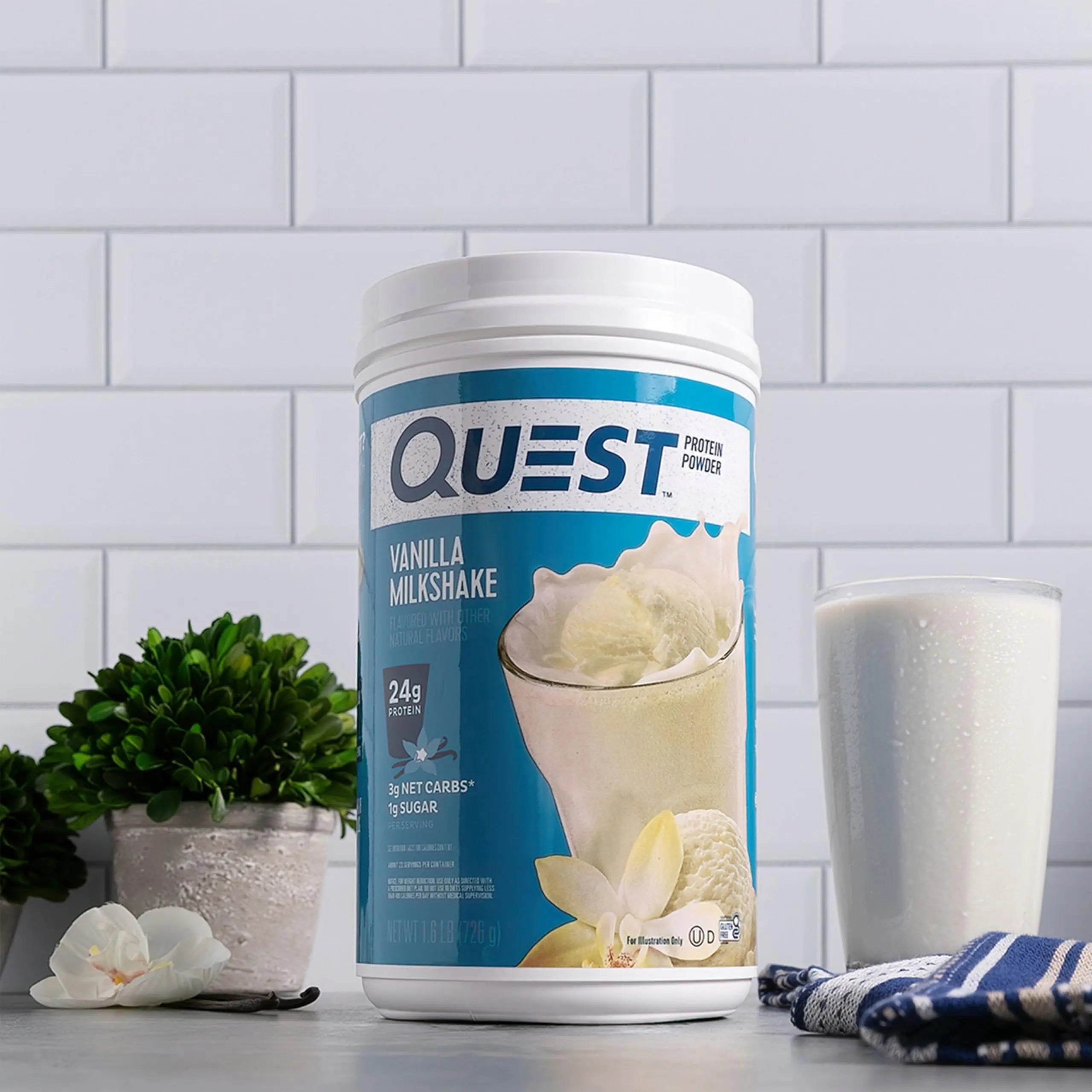 Quest Nutrition Vanilla Milkshake Protein Powder, 24g of Protein, 1g of Sugar, Low Carb, Gluten Free, 1.6 Pound, 23 Servings Quest uk supplements