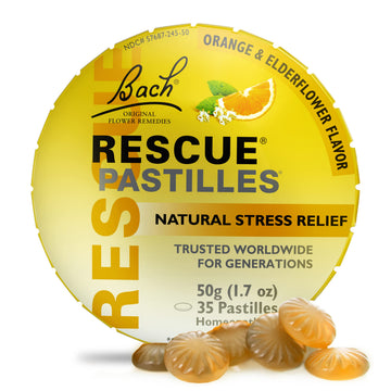 Bach RESCUE PASTILLES, Orange and Elderflower Flavor, Natural Stress RESCUE uk supplements