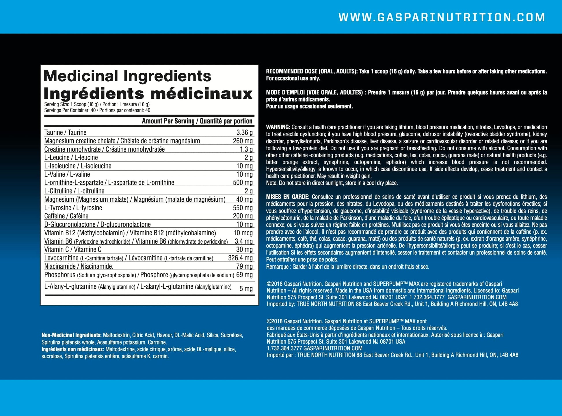 Gaspari Nutrition SuperPump Max Blue Raspberry Ice - 1.41 lbs Gaspari Nutrition uk supplements