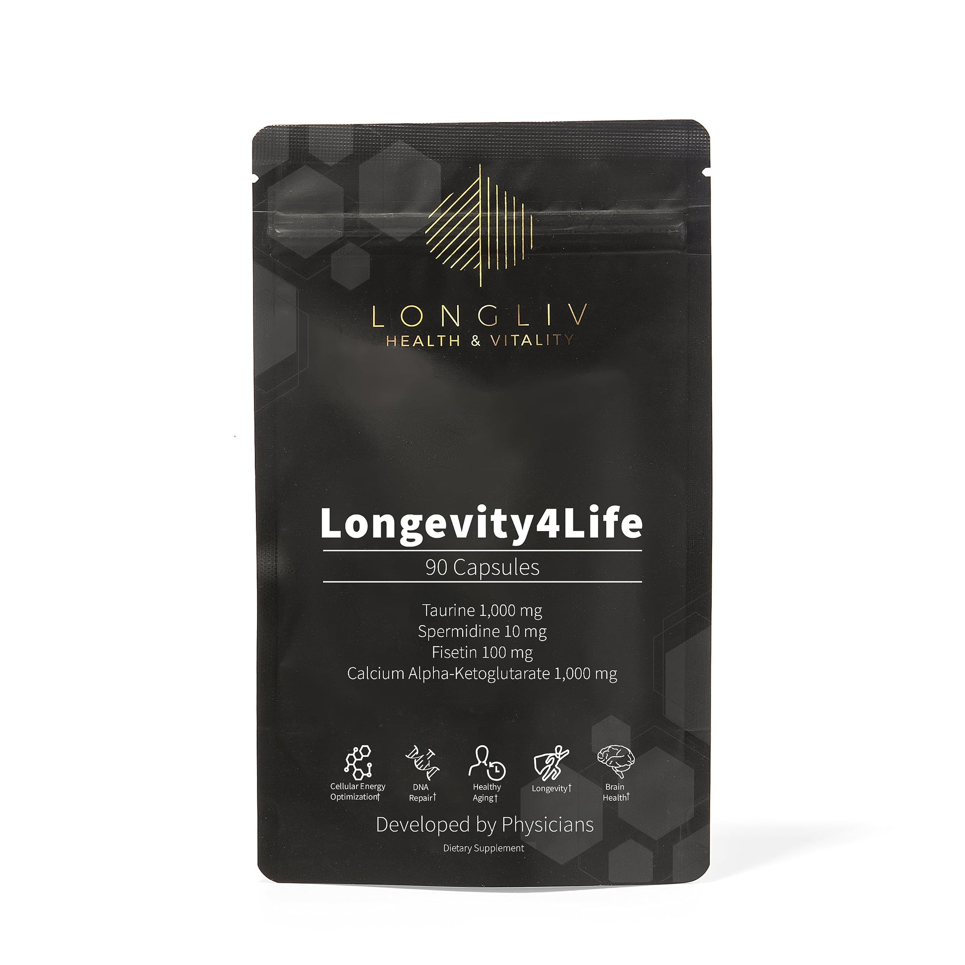 Longevity4Life - Ultimate Cellular Health Supplement - Fisetin, Taurine, Calcium Alpha-Ketoglutarate, and Spermidine Capsules for Longevity and Vitality - Made in USA - Physician Formulated LongLiv Health and Vitality uk supplements