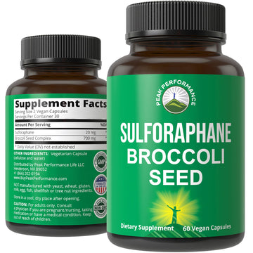 Sulforaphane Supplement 20mg + Broccoli Seed Extract Vegan Capsules. Activated Peak Performance uk supplements