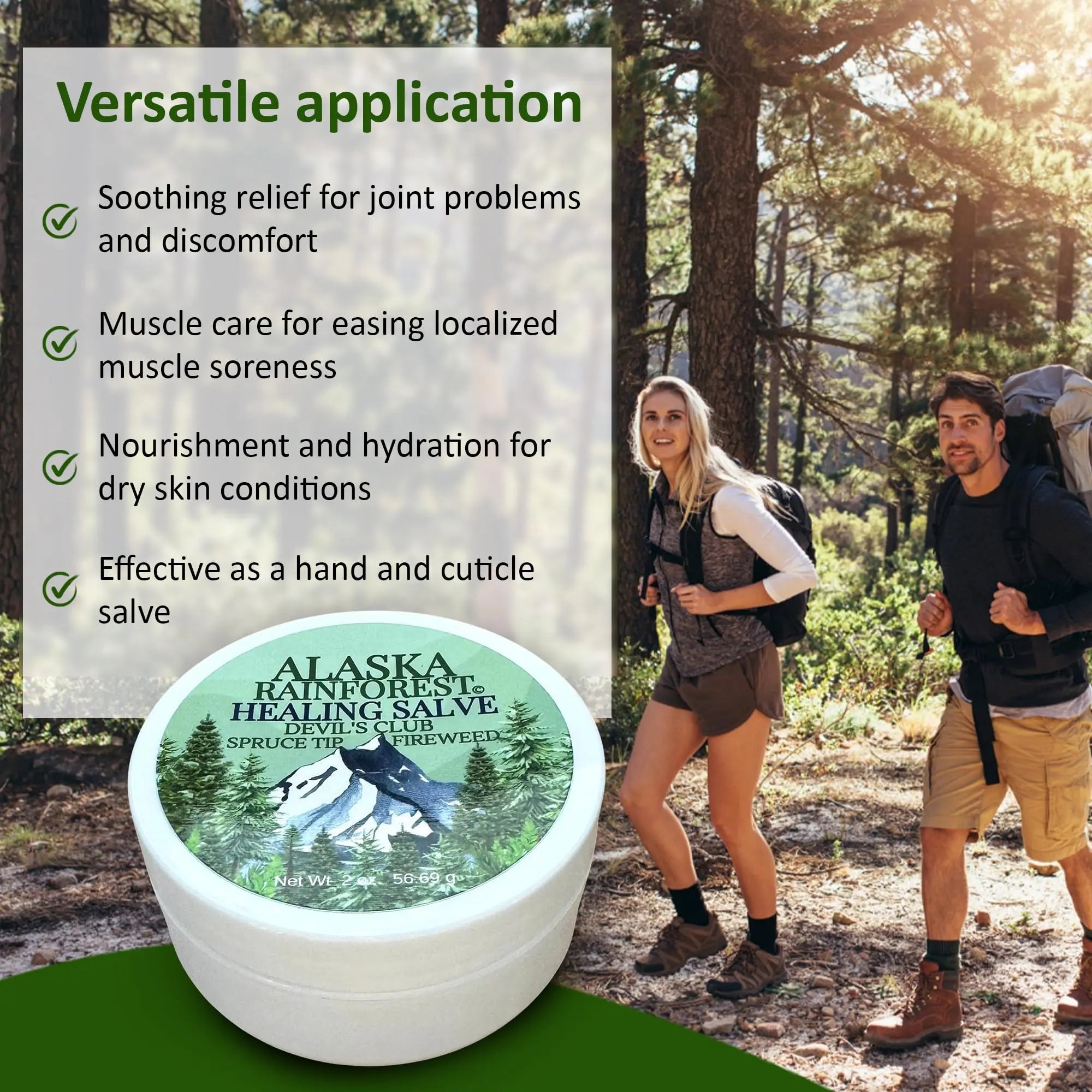 Snowy Summit Alaska Rainforest Salve - Herbal Salve for Dry Skin & Joint Relief - Natural Super Salve for Soothing Skin with Gentle Aroma - Body & Hand Salve - Muscle Rub with Alaskan Devil’s Club Oil Snowy Summit uk supplements