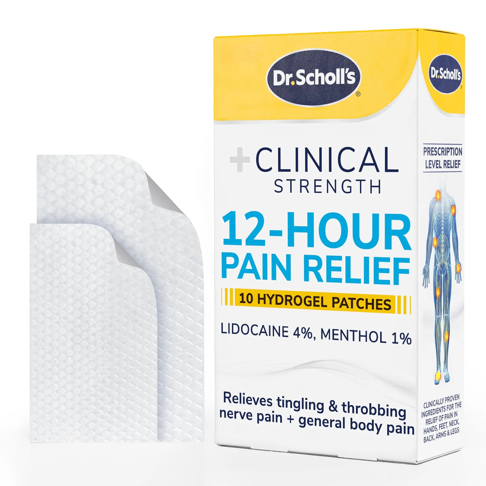 Dr. Scholl’s Clinical Strength 12-Hour Pain Relief Hydrogel Patches 10ct - 4% Lidocaine for Powerful Numbing, Instant Cooling Pain Relief with Menthol, Added Arnica, for Hands, Feet, Neck, Back & Legs Dr. Scholl's uk supplements