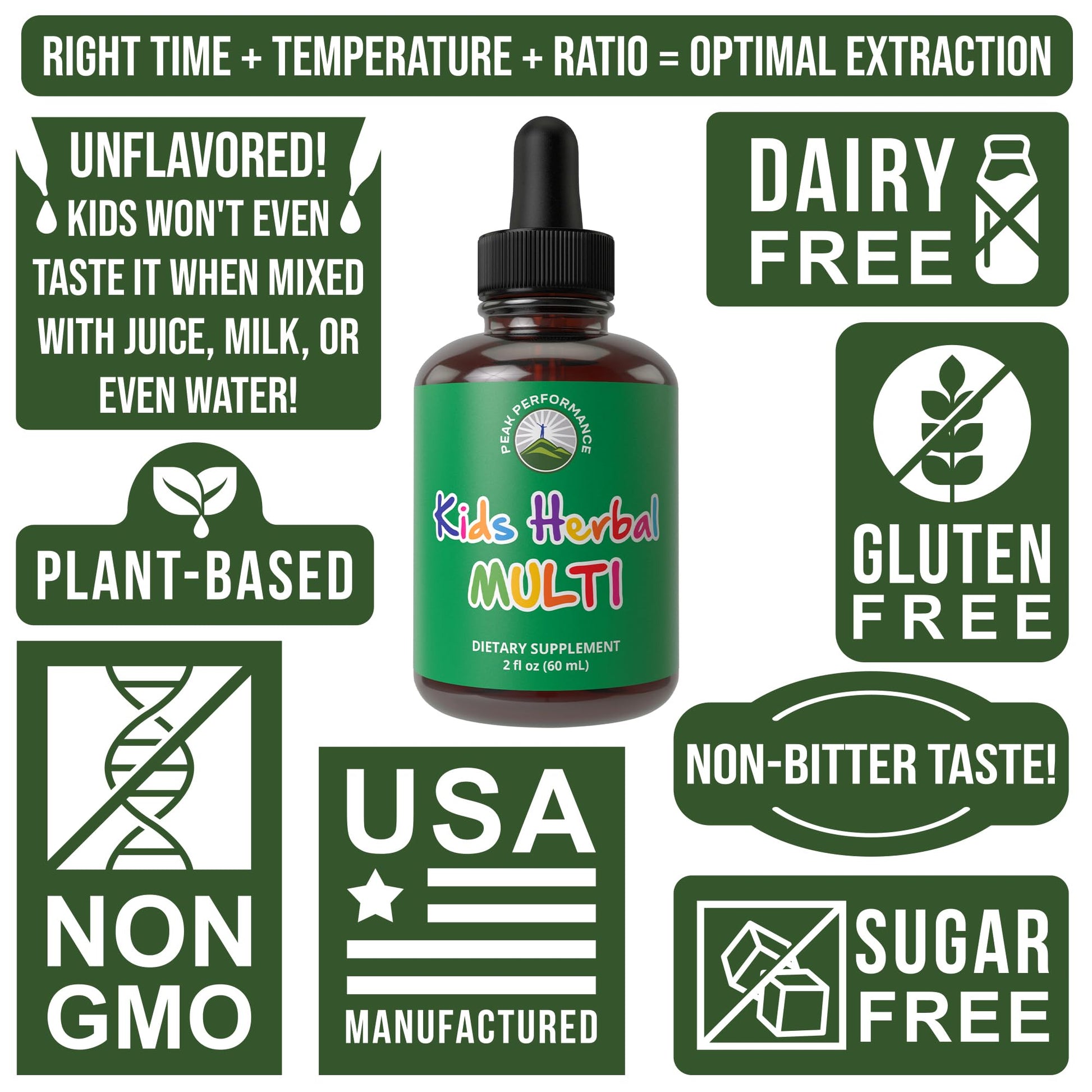 Kids Vitamins from Herbs. Liquid Kids Herbal Multivitamin. No Bitter Taste. Sugar Free 14-in-1 Vegan Supplement Drops for Toddlers, Children, Teens. Mixed in Water They Won't Even Taste It Peak Performance uk supplements