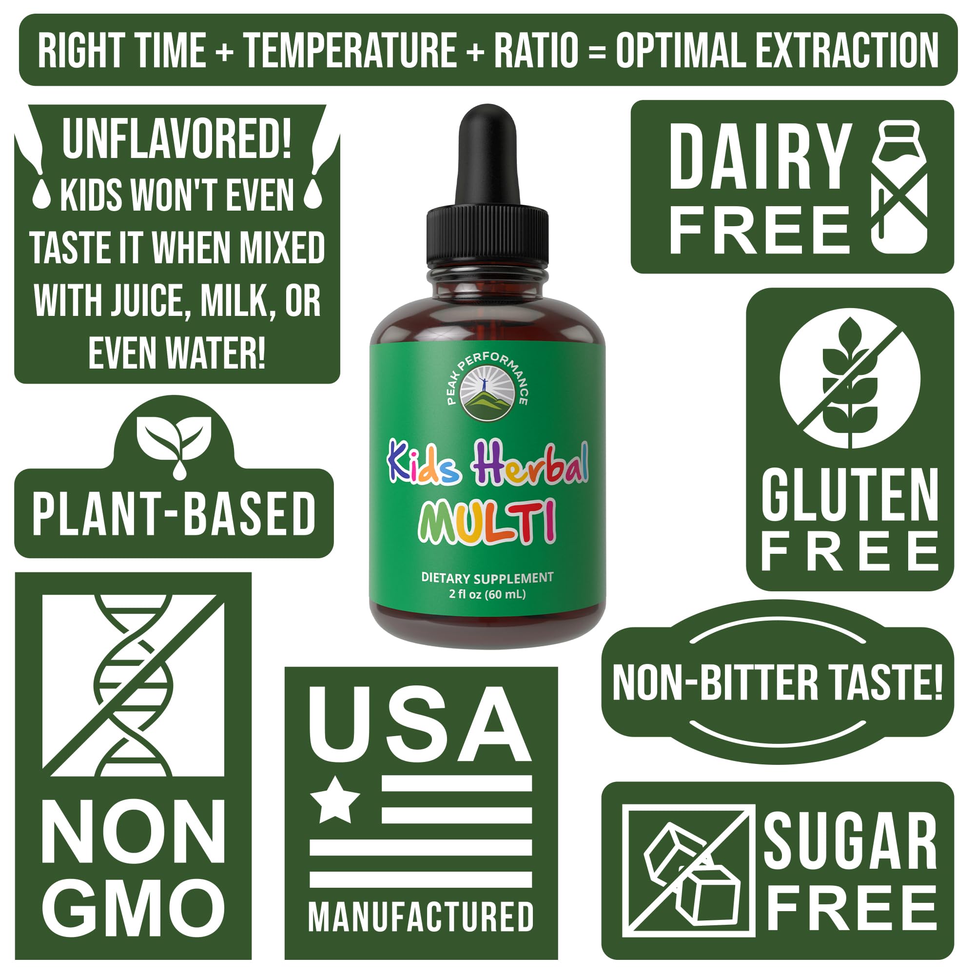 Kids Vitamins from Herbs. Liquid Kids Herbal Multivitamin. No Bitter Taste. Sugar Free 14-in-1 Vegan Supplement Drops for Toddlers, Children, Teens. Mixed in Water They Won't Even Taste It Peak Performance uk supplements