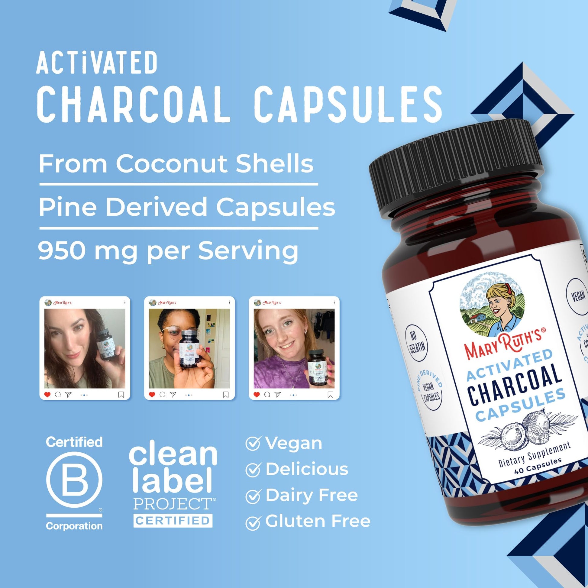 MaryRuth Organics Activated Charcoal Capsules | Substance Adsorption | Derived from Coconut Shells | Vegan Capsules from Pine Trees | Non-GMO | Gluten Free | 40 Count MARYRUTH'S uk supplements