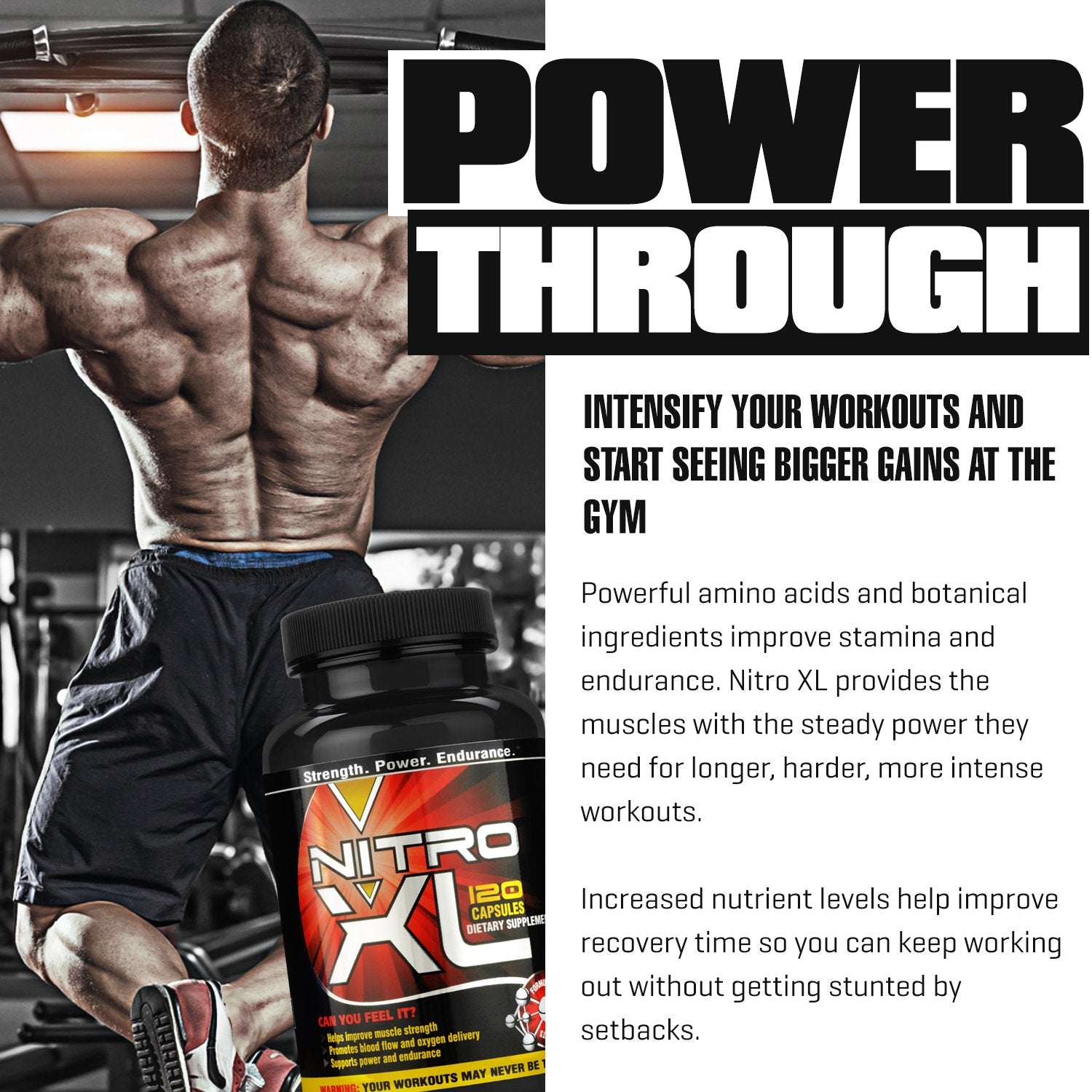 Nitro XL | Nitric Oxide Bodybuilding Supplement – with L-Arginine | Build Muscle Mass Nitro XL uk supplements