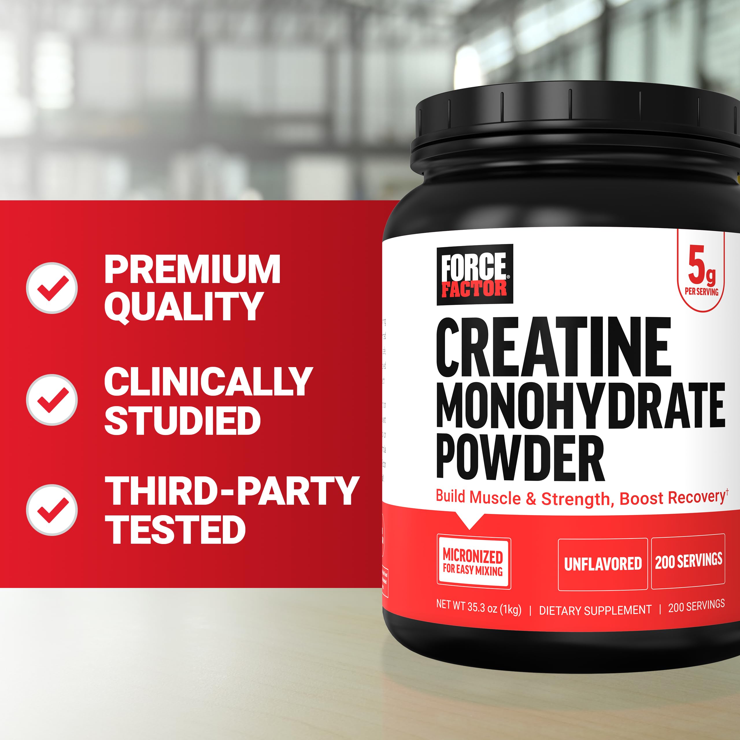 Force Factor Creatine Monohydrate Powder, 5g Micronized Dose to Support Muscle Growth, Strength, Recovery, Cognitive Health & Memory, Unflavored, 200 Servings Force Factor uk supplements