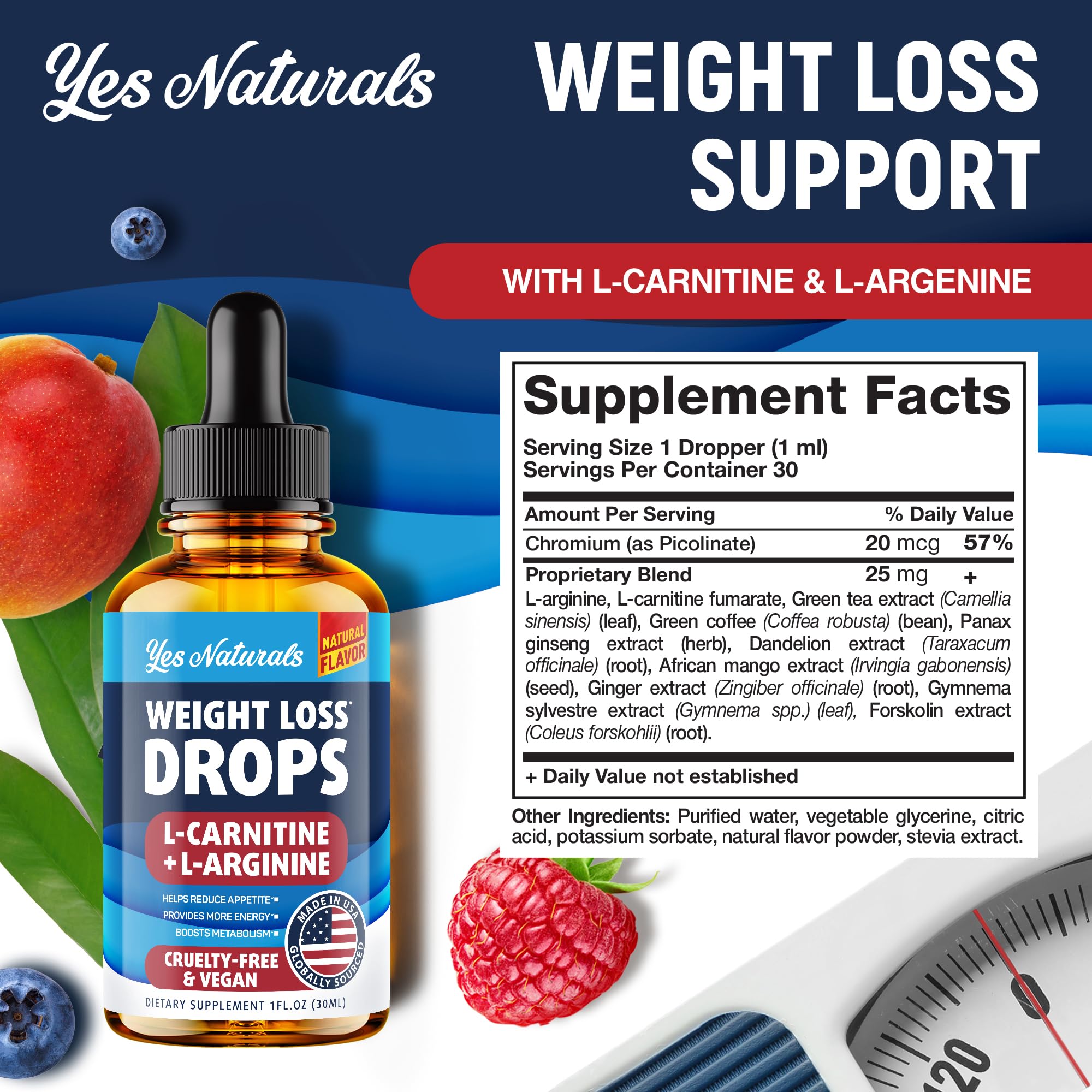 YES NATURALS! Weight Loss Drops - Natural Metabolism Booster & Appetite Suppressant YES NATURALS! uk supplements
