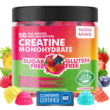 NSF Certified Creatine Gummy - Creatine Monohydrate Gummies 5000mg for Men & Women, Chewables Creatine Monohydrate for Muscle Strength, Muscle Builder, Energy Boost, Pre-Workout Supplement(120 Count) novomins uk supplements
