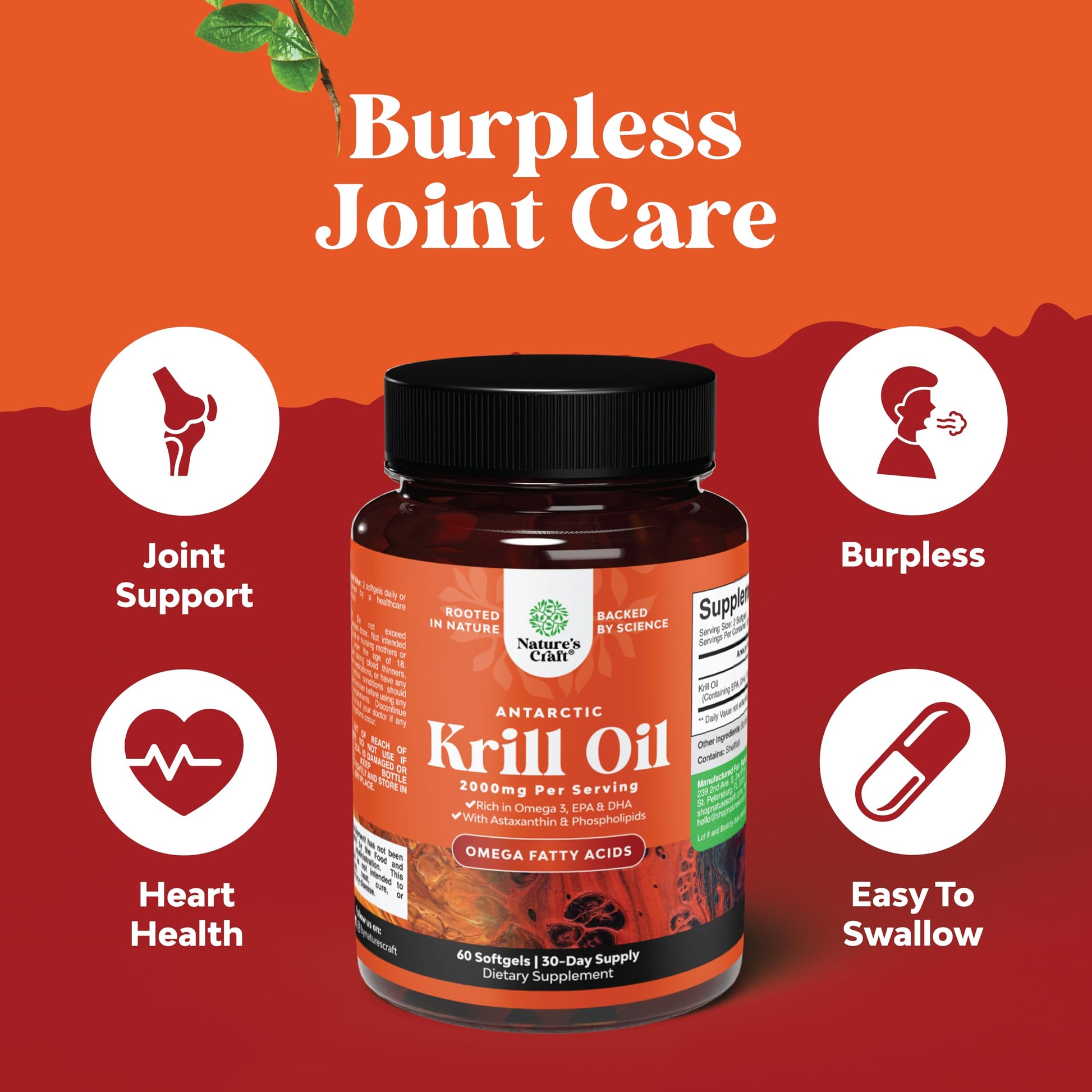 Antarctic Krill Oil 2000mg Softgels Per Serving - Omega 3 Krill Oil Supplement Natures Craft uk supplements