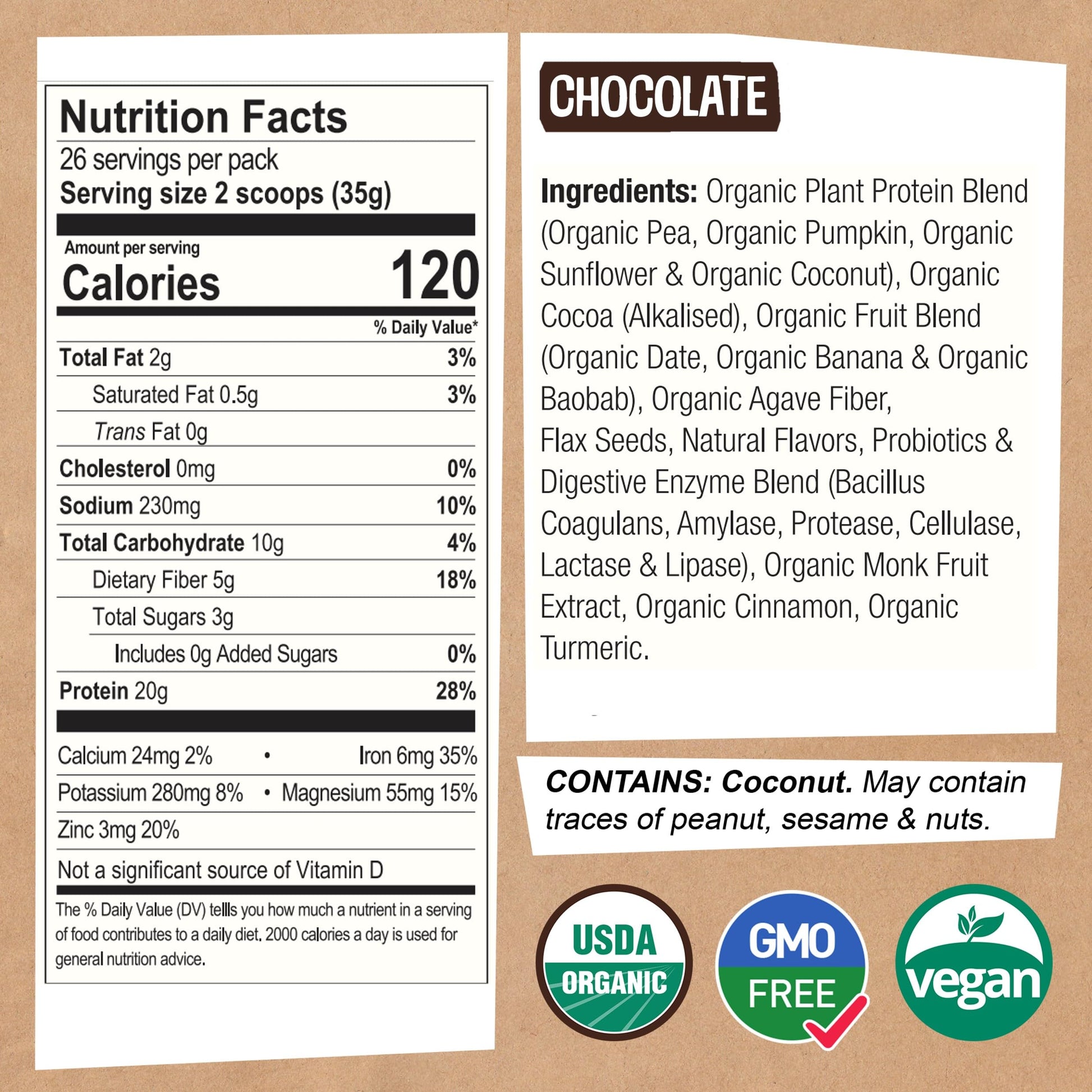 EarthChimp Organic Vegan Protein Powder - with Probiotics - Non GMO, Dairy Free EarthChimp uk supplements