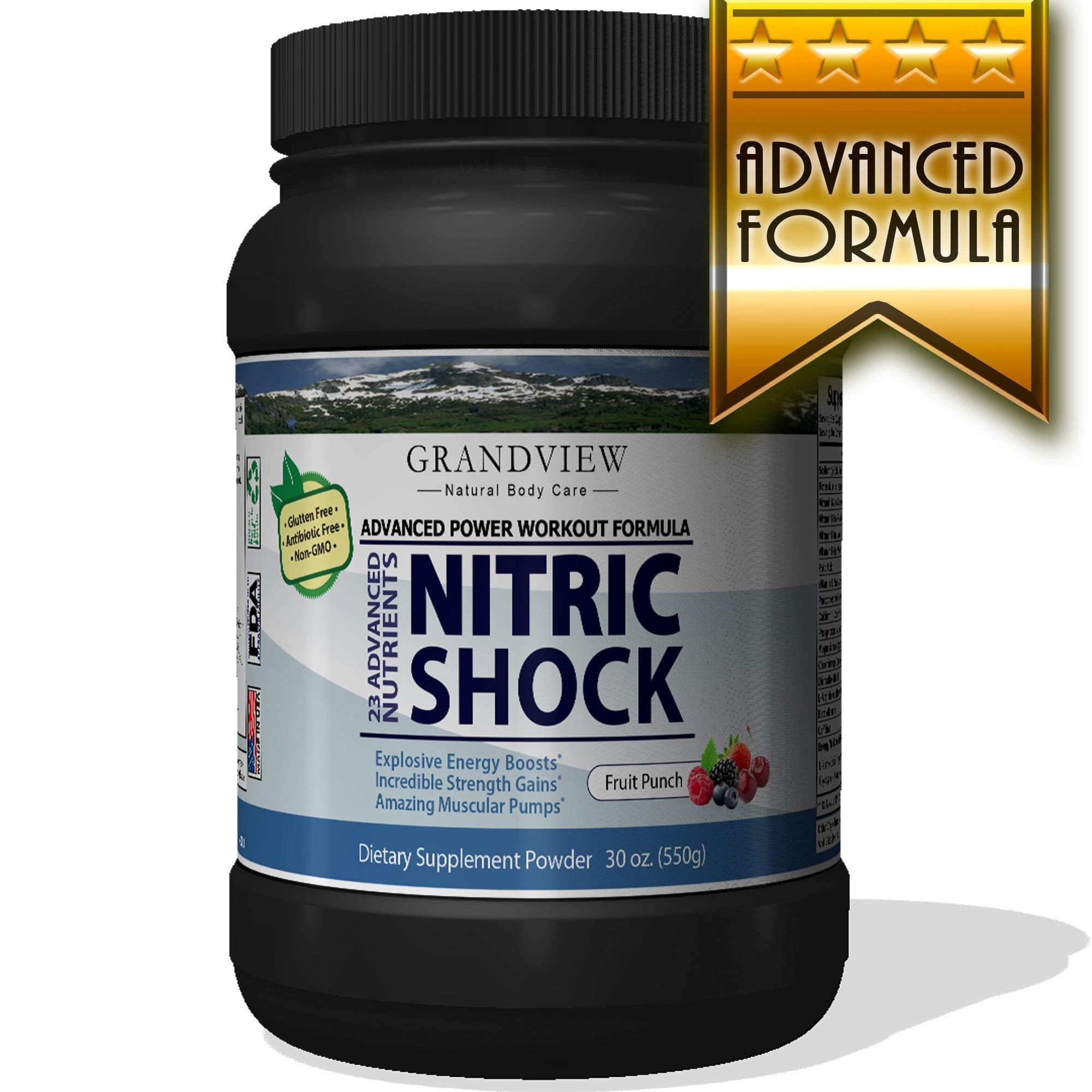 N Shock- Pre Workout Powder, x10 Strength, 44 Servings, (Fruit Punch) Boost Energy Grandview Natural Body Care uk supplements