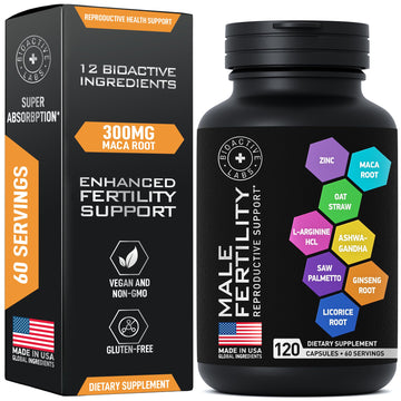 Fertility Supplements for Men - Zinc, Maca, Ashwagandha, L-Arginine - Male Vitality Conception for Him - Count and Motility Pregnancy Aid - Vitamins and Male Fertility Support Supplement - 120 Pills BIOACTIVE LABS uk supplements